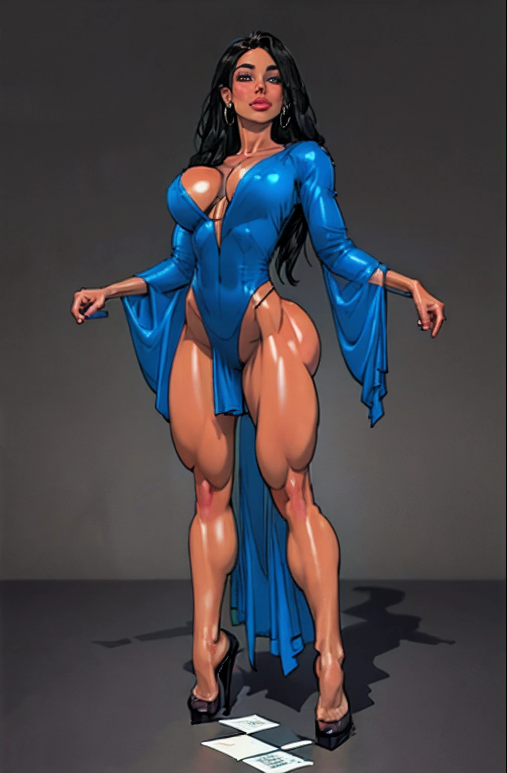 (Best quality, 8k, 32k, Masterpiece, UHD:1.2),Photo of Pretty woman, ((1 girl)), ((solo)) embodiment of chess piece, chess theme, white and black attire,(medium-short dark brown hair), double eyelid, large breasts, breast cleavage, dressed in queen chess piece attire, high heels, chess theme, chess, full covered in costume, super villain chess woman standing on chessboard, look at viewer, faint smile, from below