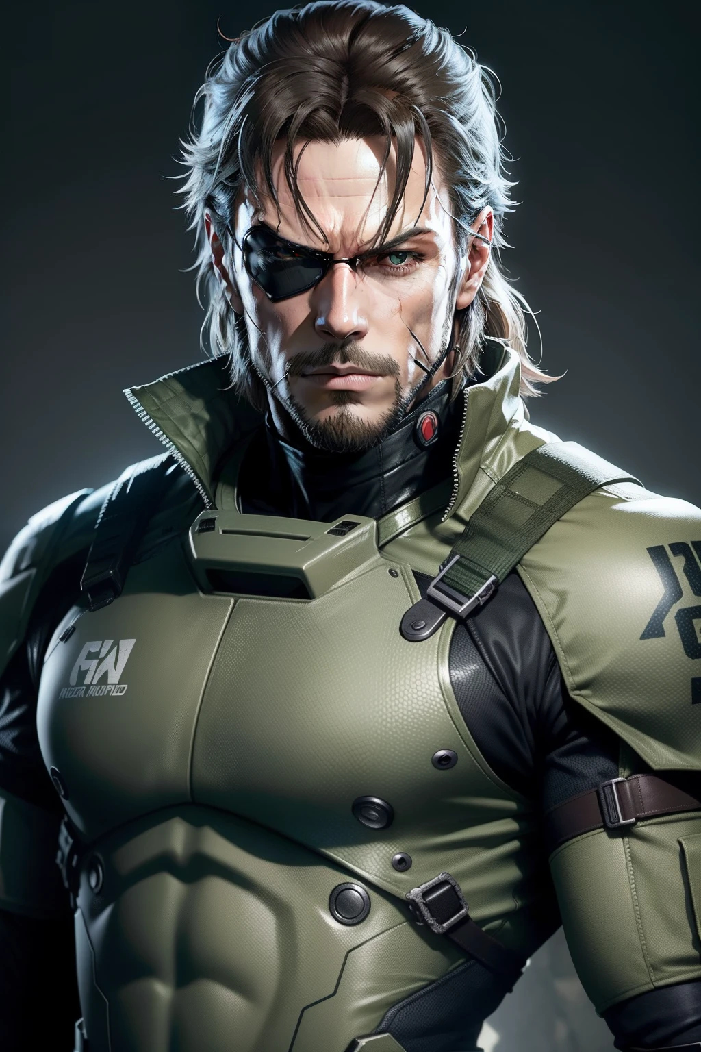 metal gear,metal gear solid,solid snake,metal gear solid solid snake,art hyperrealism, dark,dark background,suit,business suit,wearing gloves,wearing headband,black belt --auto --s2
