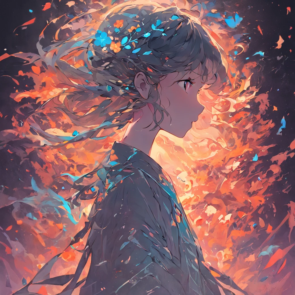 (fundo branco:1.4),(Silhouette of a girl's head, Olhos fechados, cabelos longos coloridos, Elementos Orientais),(Chinese illustration:1.3,arte em papel:1.3, Arte em papel acolchoado:1.2),( Reasonable design, linhas claras, alta nitidez,best quality, Very detailed, master part, Efeito de luz do filme, 4k )