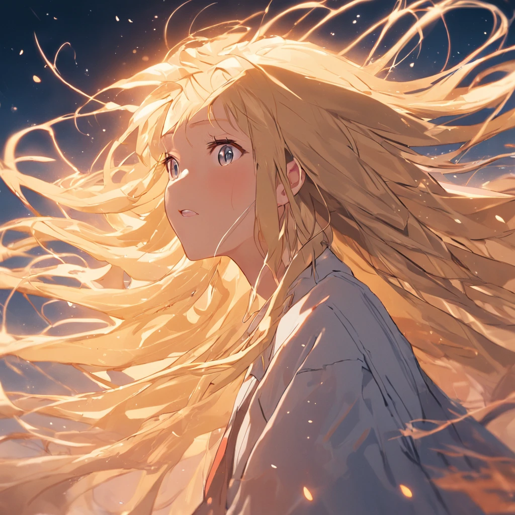 Long blonde hair blown by the wind,Golden eyes,Holy Spirit,Suspended in the air,4K,ultra-realistic realism,teens girl, Portrait photography, Ultra-wide angle, Depth of field, Hyper-detailed,editorial photography , photoshoot, Shot on 70mm lense, Depth of field, degrees of freedom, 32K, Hyper-Resolution