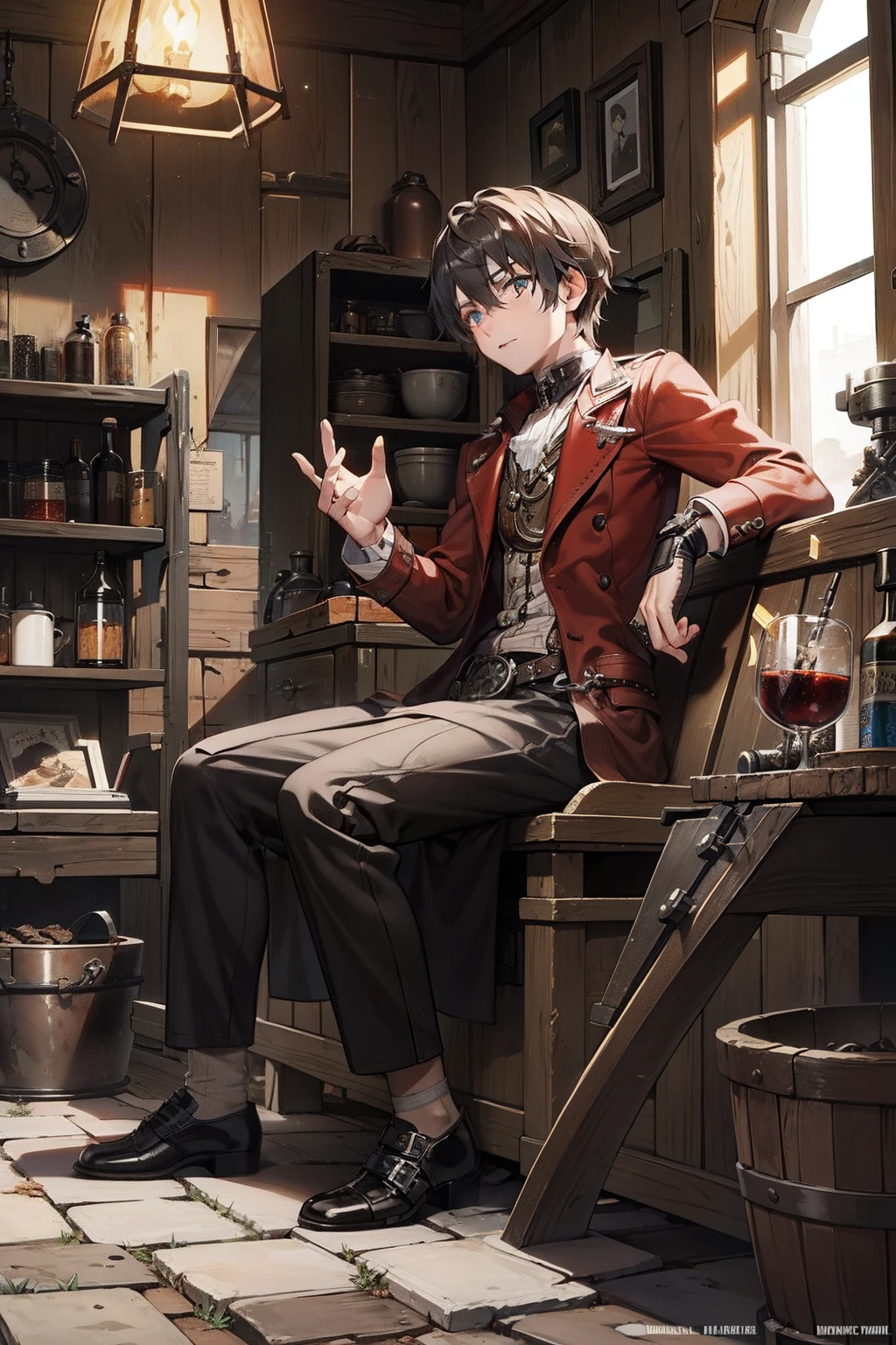 blacksmith Knock on the iron hammer Sit up steampunc twinks male people