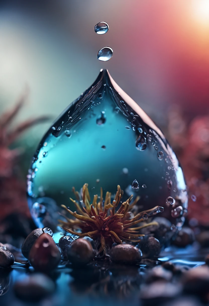water drop on blue background, details,HRD,4k