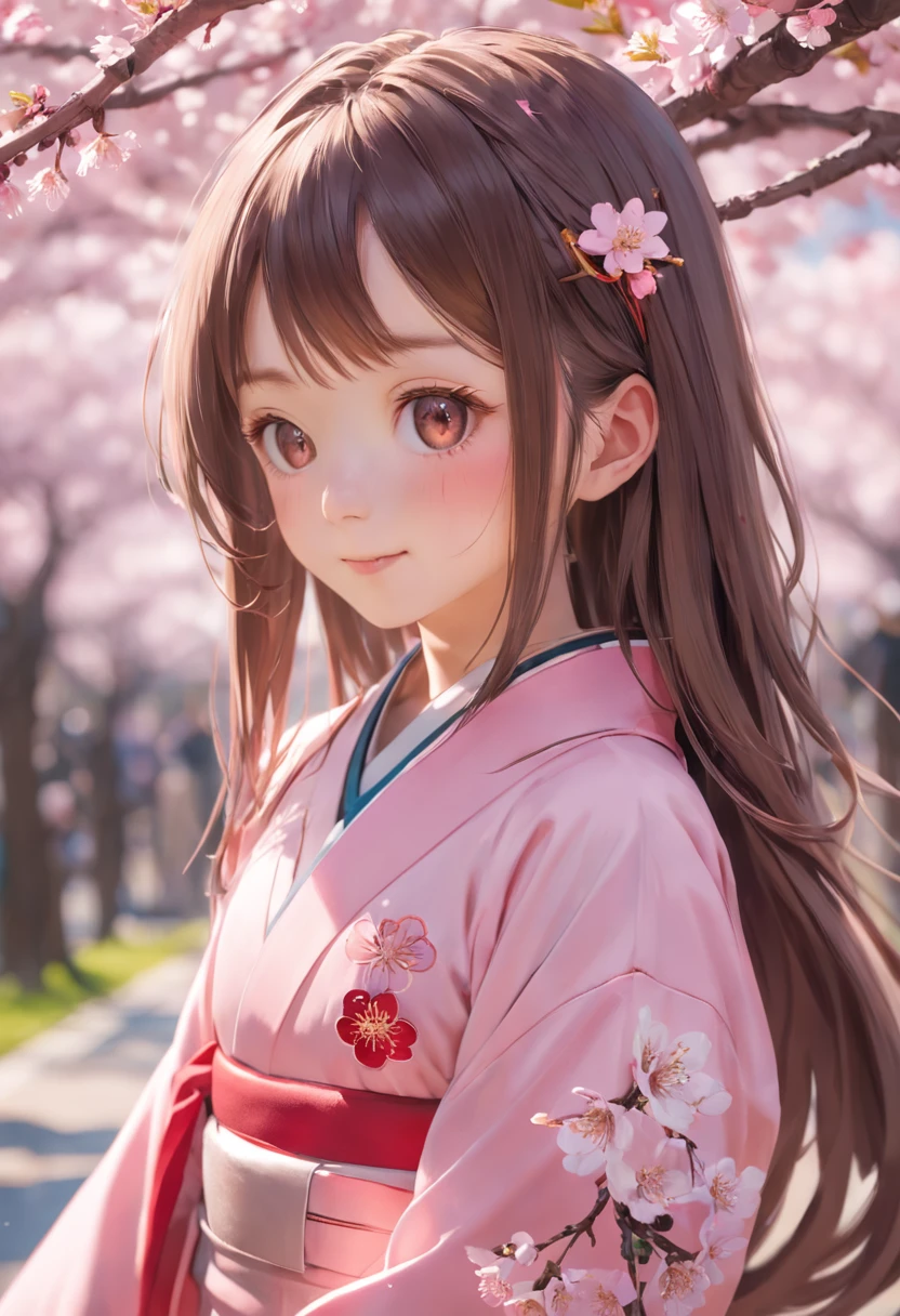 (Masterpiece, Daylight portrait:1.3), (A charming image of a Japanese ager under cherry blossoms:1.2), (Sony A6400 camera, Known for its fast autofocus and detail preservation:1.2), (Paired with Sony E 50mm f/1.8 OSS lenses,Captures clear and detailed portraits:1.2), (Long, Smooth brunette hair is layered smoothly, intricately details:1.1), (Fine hair sparkles in the light:1.1), (The symmetrical face is decorated with professional makeup:1.1), (A delicate figure dressed in a traditional Japanese school uniform:1.1), (Shiny hair catches the sun,Rejuvenate:1.1), (A charming smile exudes real warmth:1.1), (The vibrant cherry blossoms outline the tranquil scene:1.1), (Peaceful park setting, Vibrant with spring colors:1.1), (The camera's sensors capture the meticulous intricacies of her facial features and dress:1.1), (The camera focuses on her smile, Capture its natural charm:1.1), (Instantly frozen in time, Embodies the beauty of youth and nature:1.1), (A harmonious blend of cultural elegance and joyful authenticity:1.1), (A portrait that captures true happiness under the cherry blossoms:1.1)