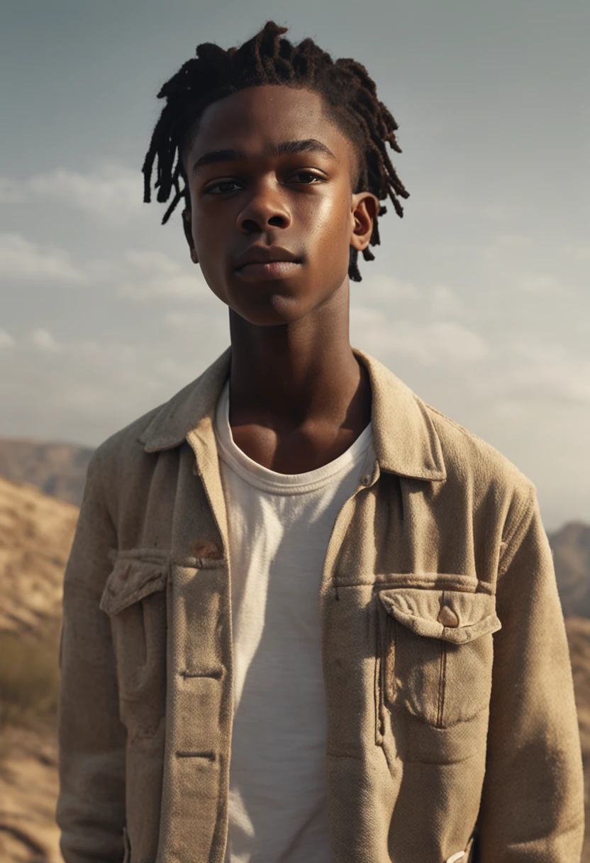 short_dreads_hairstyle foreskin:0.2 ((1boy)),  boy, ((Caleb McLaughlin of Stranger Things)), brilliant highlights ultra high res, outside direct sunlight, (photorealistic:1.4), (detailed skin pores, detailed eyes), masterpiece straight forward portrait 18yo (black boy), dark skin, short dreads, thick thighs, luscious lips, best quality, nude, high resolution, bokeh, Rim Lighting, Natural bright Lighting, award winning photography, raw photo, Cinematic Lighting, (natural penis, scrotum), ((skinny, lean fit body)), muscular round perky bum