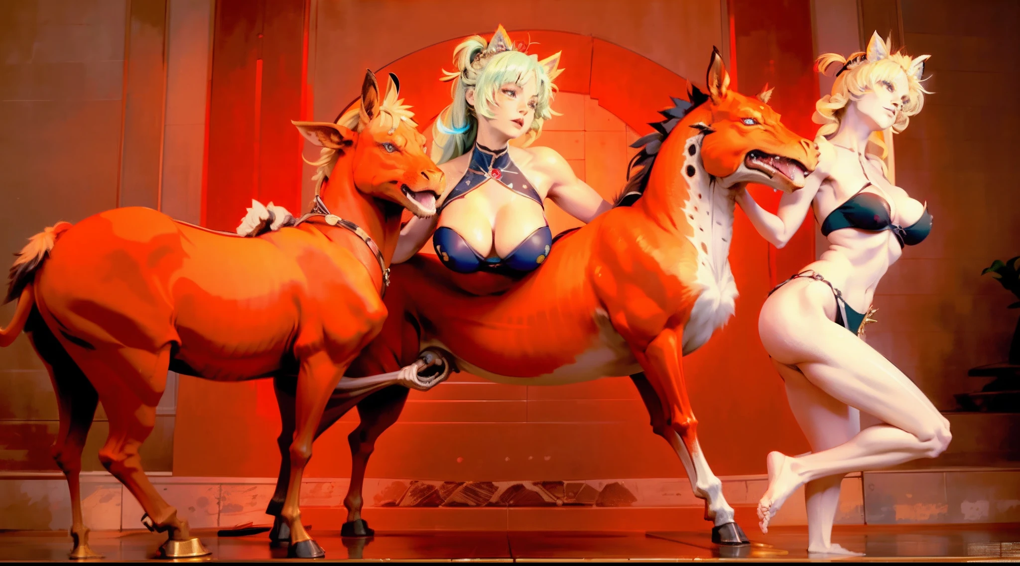In the beautiful illustration of this super-grand scene,The ultra-long-range lens is shown(Eight unique centaur characters:9.9),They all have their own characteristics,Vivid and interesting。Radiant angelic centaurs from the heavenly realm,To the hellish centaurs surrounded by nightmarish flames,And then to the Wind Immortal Centaur dancing in the air,There are also one-horned centaurs surrounded by thunder and lightning,and mechanical centaurs that shine with metallic light,And then to the powerful dragon centaur with colored dragon scales covering the whole body,The elegant and agile elf centaur always wears a flower crown with its slender and graceful lines,Enchanting and charming Tiflin centaurs。Each character has their own unique charms and abilities。The illustration uses advanced artistic techniques and tools,(Divide the scene into sections by geometric arrangement:9.9),Each section corresponds to a centaur character,This makes more efficient use of space。Through Midjourney's advanced brush tools、Color palette、Material packs and model packs,Exquisite costumes and equipment are designed for each centaur,Enhances the character's personality and visual appeal。The scenery in the illustrations is stunning,There are changing skies、rainbowing、extreme light、Stars and Moon。Incorporating iconic landmarks such as Mount Everest,and fireworks、tranquil lake、Natural and urban elements of waves and neon lights,Creates a magical atmosphere。The centaurs showed off their skills and equipment in a variety of environments,This is true even in extreme alien landscapes。(Use Midjourney's tools、Material packs、Texture tools、The color palette makes depicting details vivid and realistic:9.9),From intricate hairstyles and clothing to authentic textures,Enhances the realism of the characters and surroundings。The fusion of multiple art styles adds movement to the centaur's movement at all angles,The overall visual experience is further enriched。The final illustration was described as a "mast