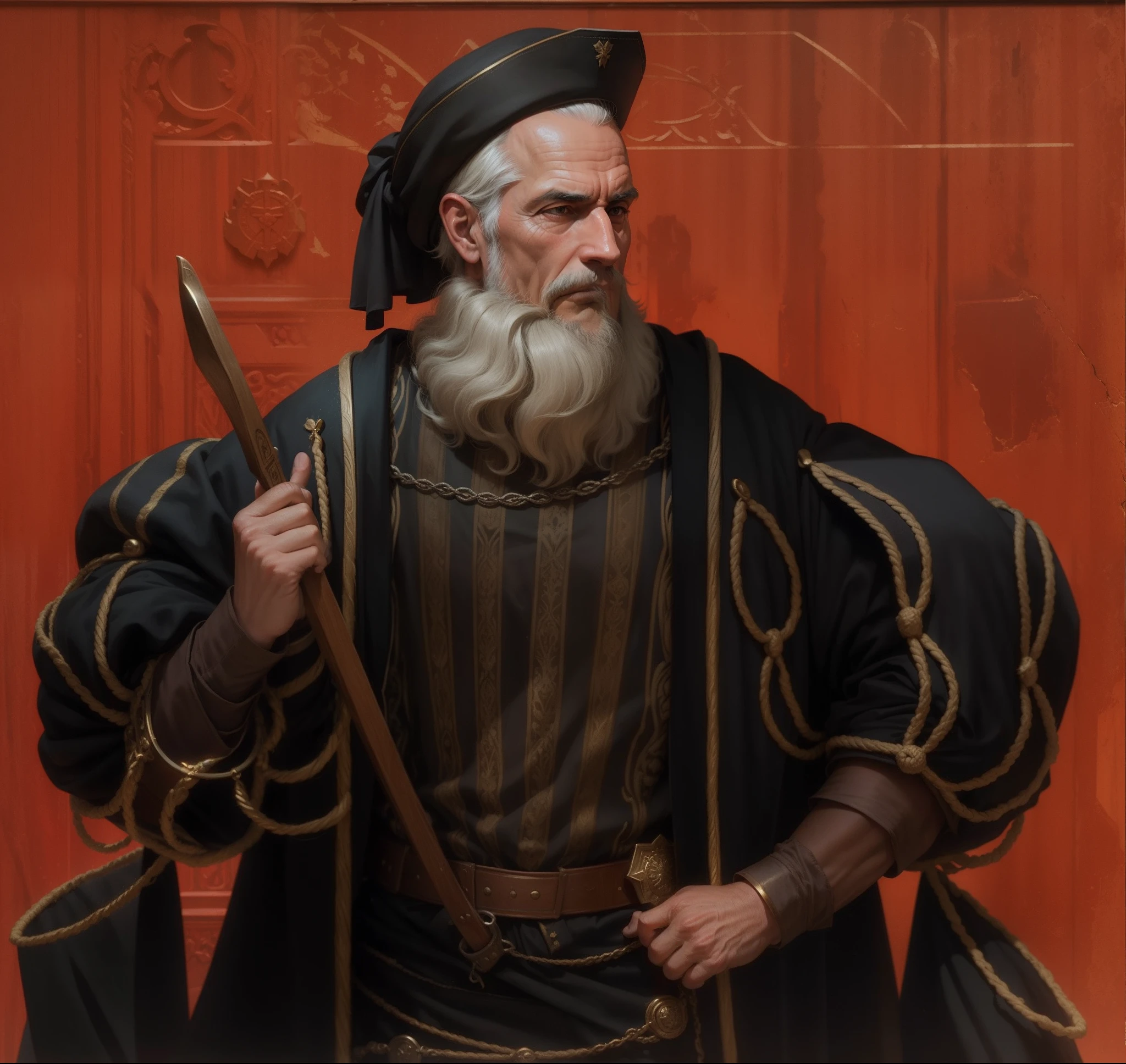 Francisco de Almeida, navigator, governor, captain, no hair, no hat, 16th century, renaissance, age of exploration, age of 55, old, handsome, man, Portuguese, the greatest of all the times, great, the god of Mars, hero, ill-fated, daring, brave, fair, great, energetic, neat, knowledgeable, intelligent, solid, strong, very attractive, powerful, realistic, bright, loyal, hero, decisiveness, stubbornness