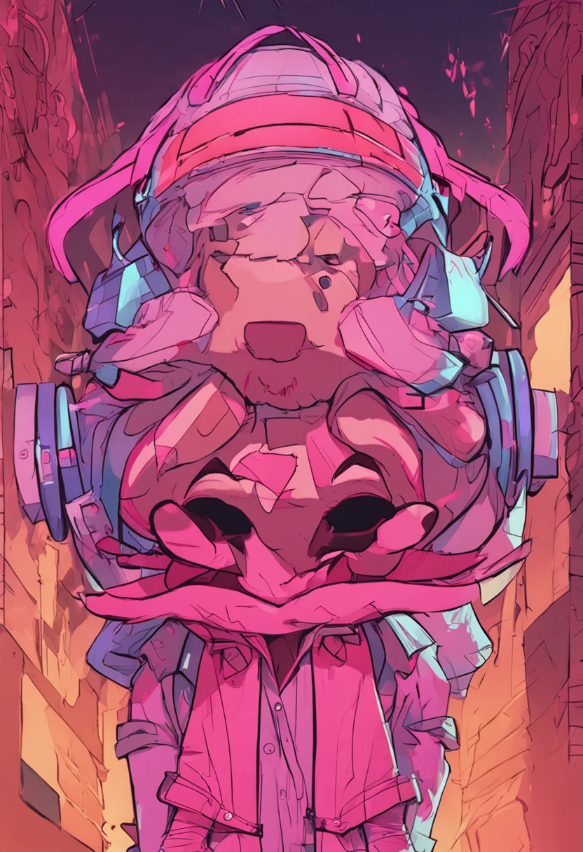 cartoony,Kizi,head portrait,in pink