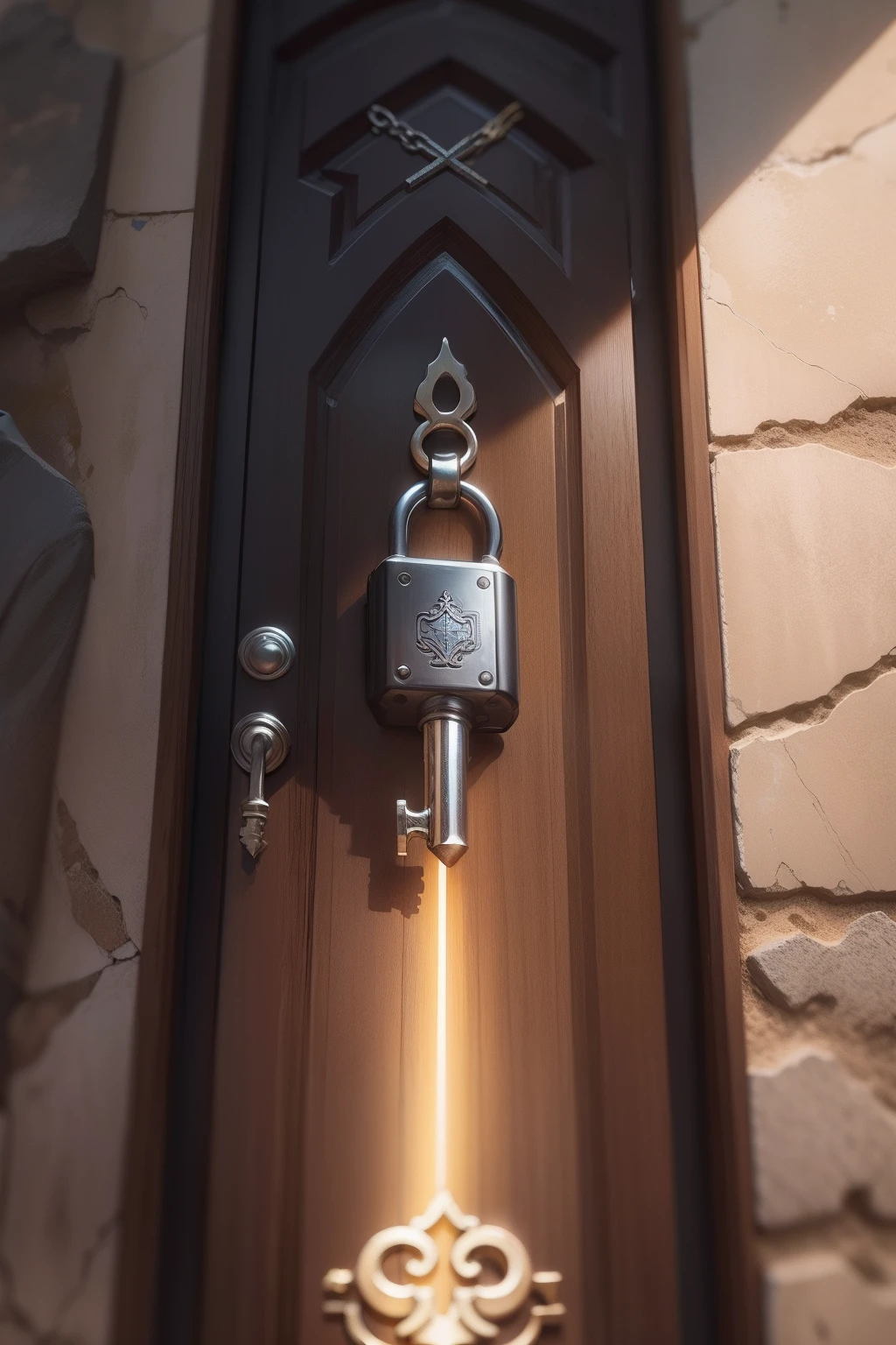 Crie um design original para uma chave que simbolize a jornada de descoberta. This key is more than just a physical object; It is a symbol of unlocking new possibilities. Incorpore elementos que representem a ideia de desvendar segredos, abrir portas para o desconhecido e revelar conhecimento oculto. Use cores e formas que inspirem curiosidade e intriga, convidando os observadores a mergulhar na aventura da busca pelo entendimento