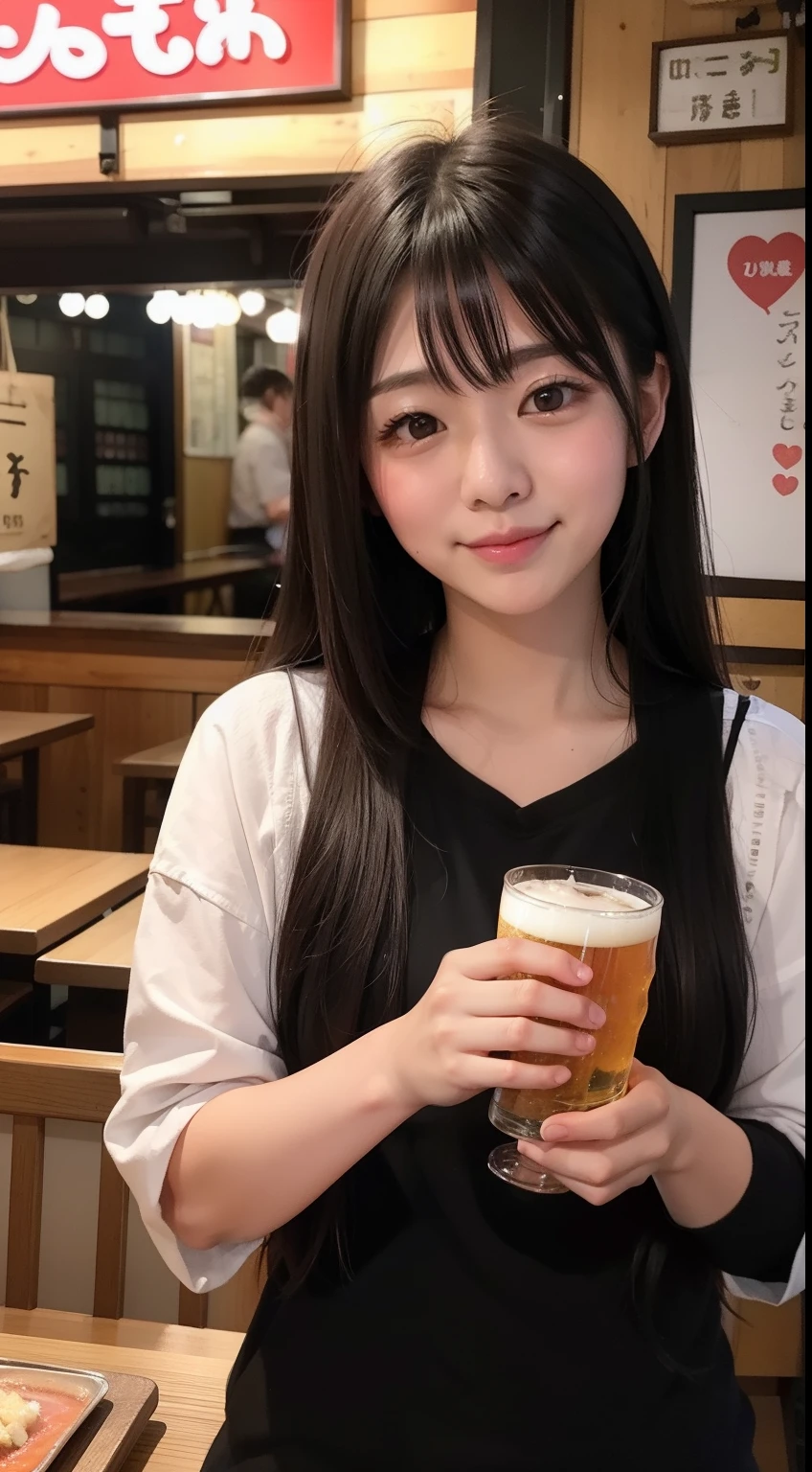8K、Raw photo、lovey-dovey、izakaya、sleepy、beer