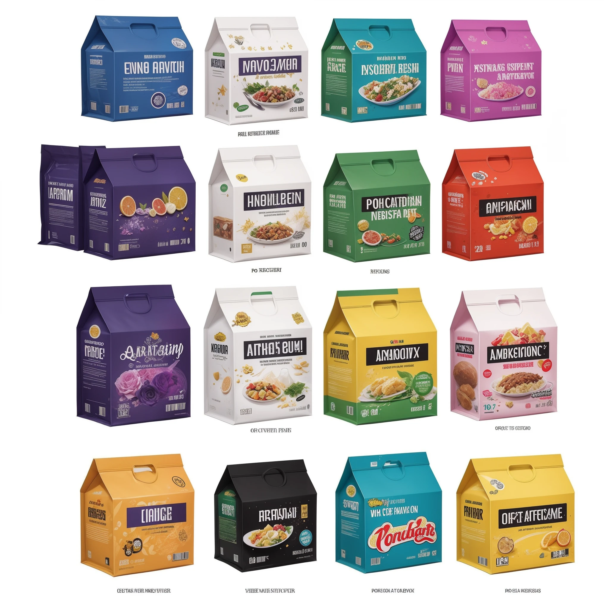 colorful package, colorful, pop, package design, white background