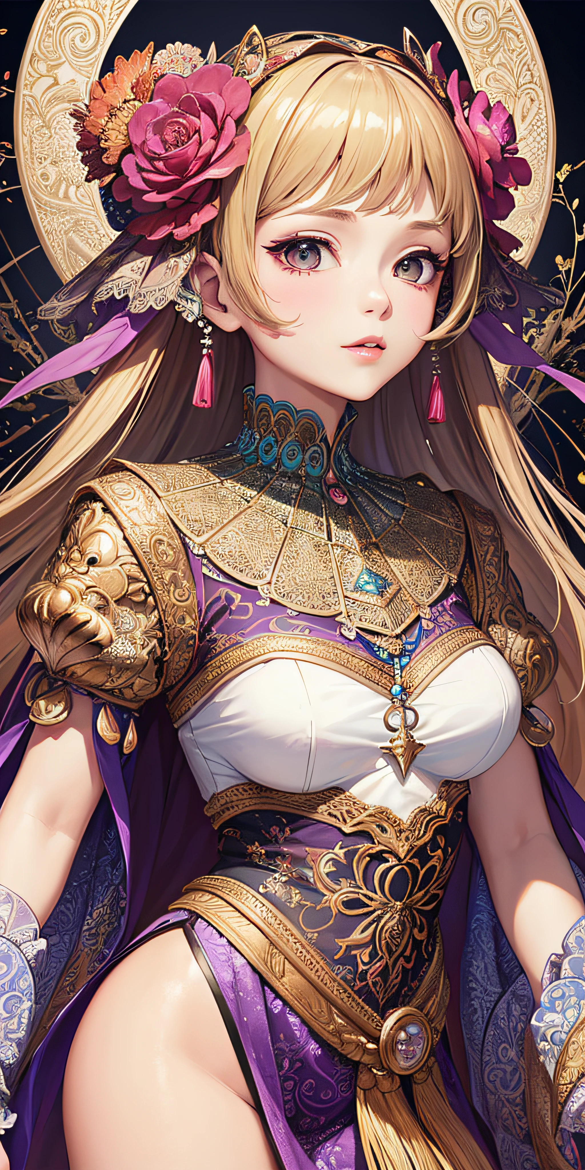 (Masterpiece, Top Quality, Best Quality, Official Art, Beauty and Aesthetics: 1.2), (1girl: 1.3), Very Detailed, (Fractal Art: 1.2), (Colorful: 1.3), Most Detailed, (Zentangle: 1.2), (Dynamic Pose), (Abstract Background: 1.5), (Traditional Clothing: 1.2), (Shiny Skin), (Multiple Colors: 1.4), Upper Body