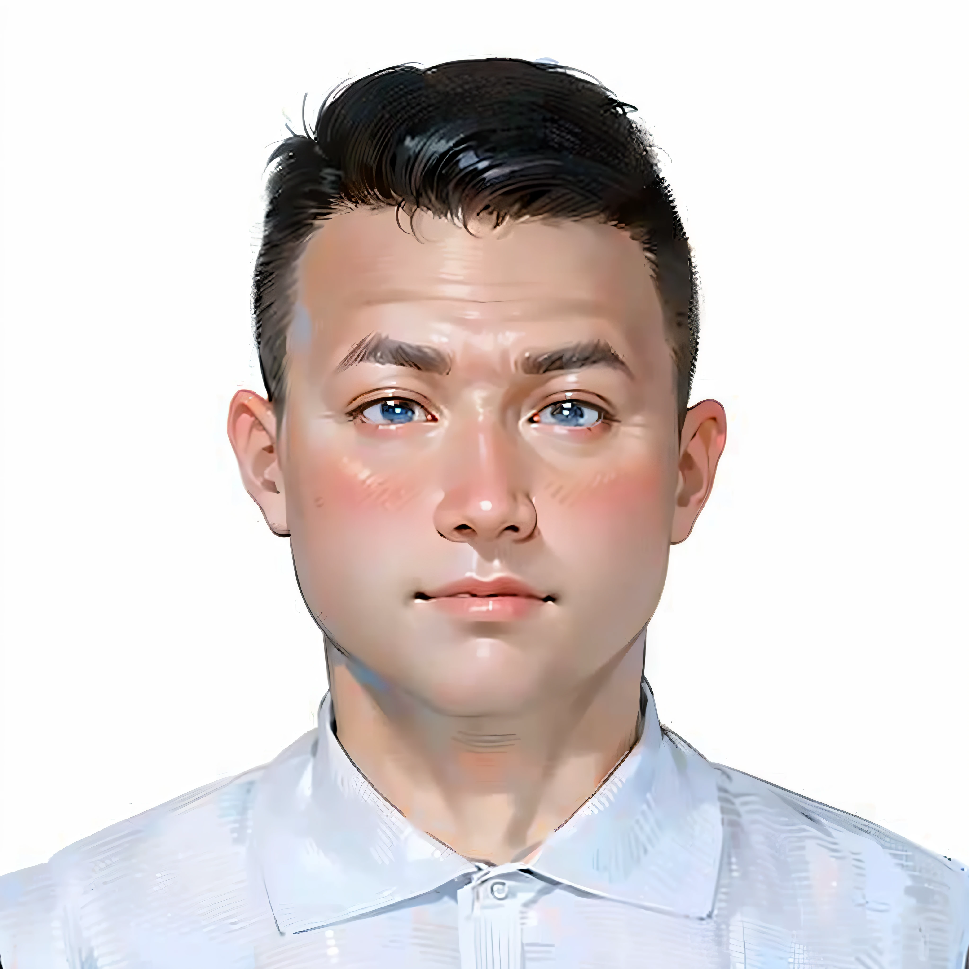 Man in white shirt and blue shirt,Young person,advanced digital chibi art, style as nendoroid, live2d virtual youtuber model, Anime boy, chibiStyle, anime styled 3d, anime chibi, anime style character, style of anime4 K, thancred waters in style of wlop, official character art, From Arknights, anime figure