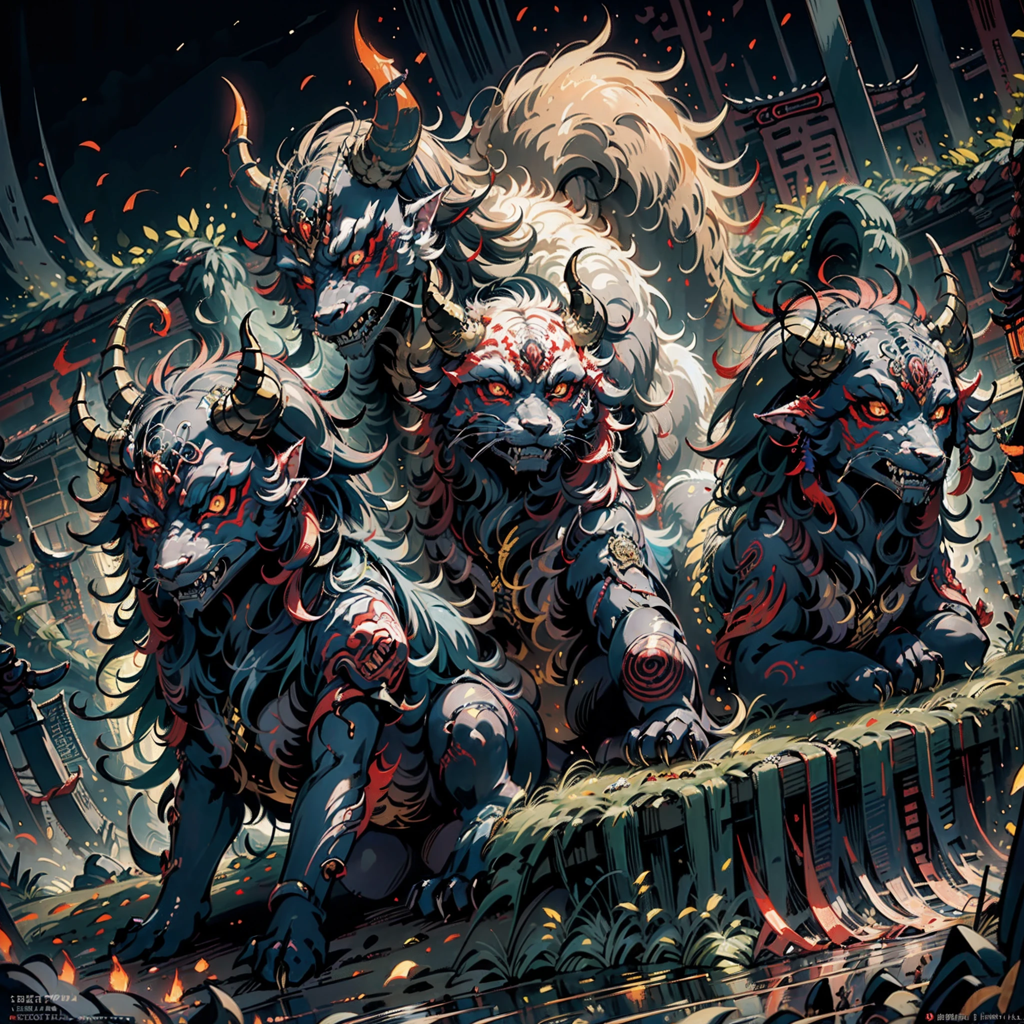 (Night Parade of 100 Demons:1.3), (hyakki yagyo:1.1), (fire works:1.2), Apocalypse, dooms day, Illustration, cinematic light, high resolution, best quality, ultra detailed, masterpiece,