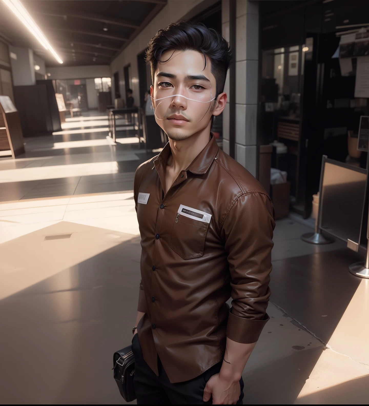 Chang background handsome boy realistic face