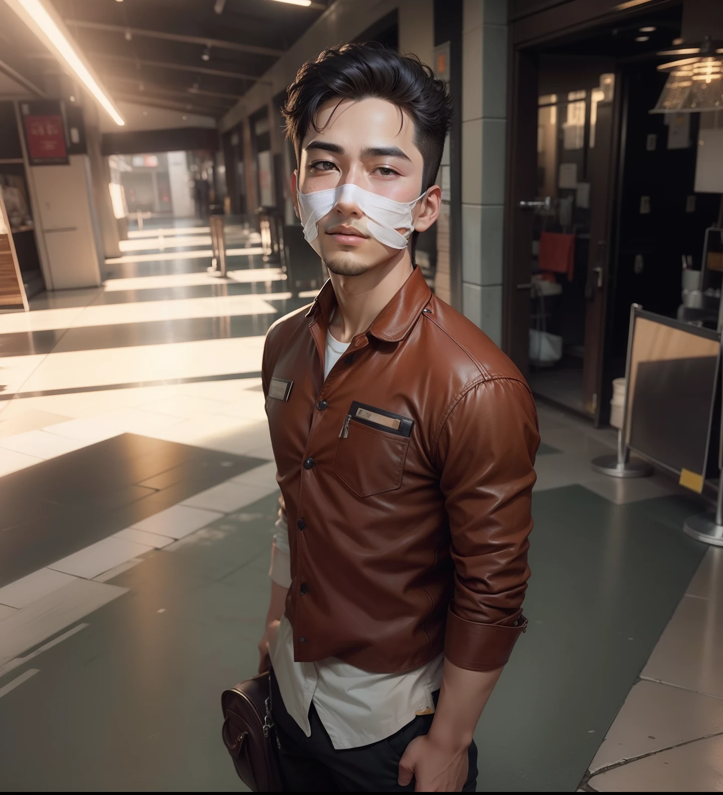 Chang background handsome boy realistic face
