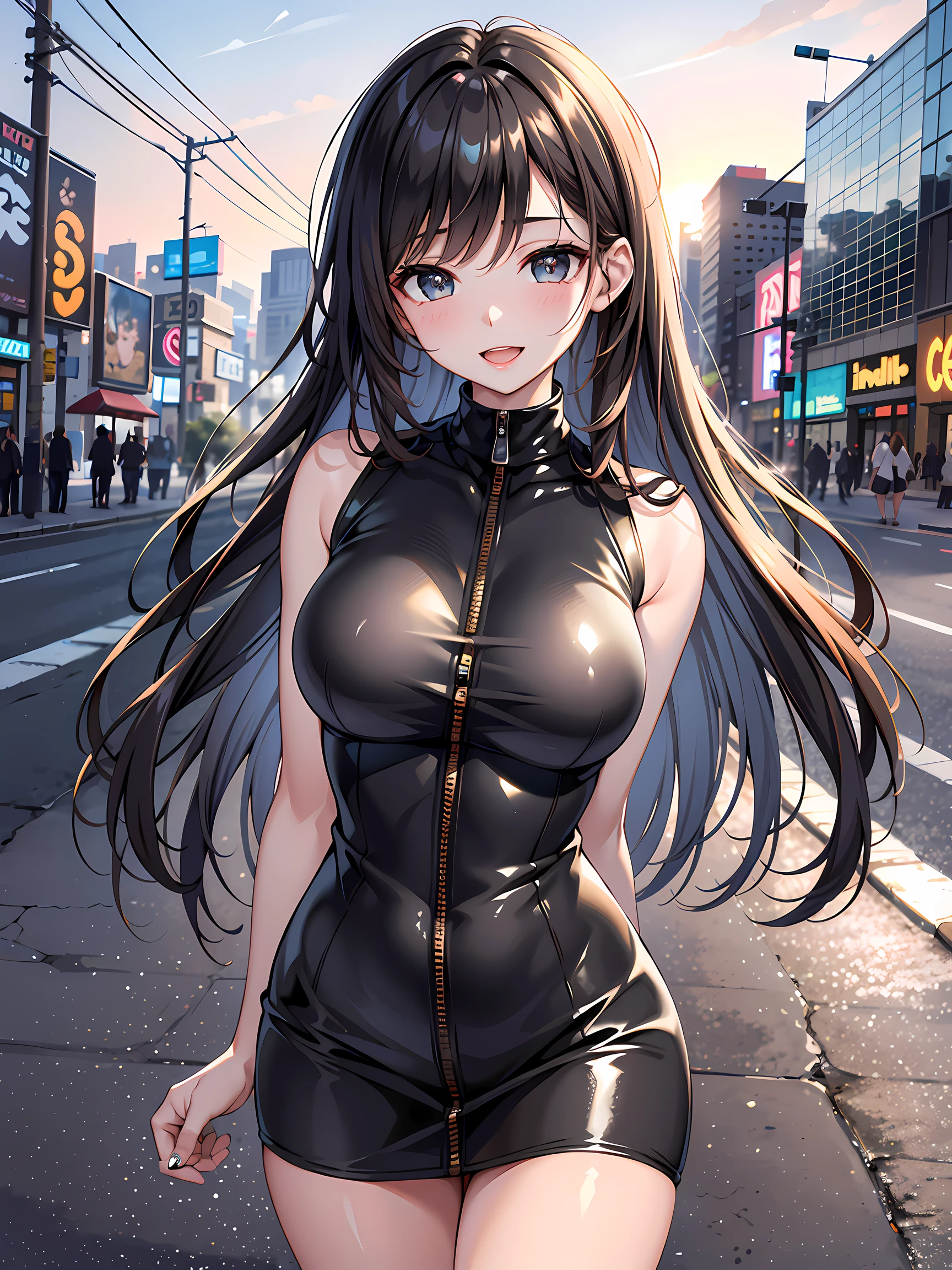 (1girl:1.3, solo), (Masterpiece, best quality, photorealistic, highres, photography, :1.3), ultra-detailed, sharp focus, professional photo, commercial photo, (upper body:1.3), (standing at downtow street), (((starring at the viewer:1.5))), (arms behind back:1.3),
BREAK,
1girl, solo, milf, European girl, hot model, (attractive model:1.37), (promotional model:1.2), highly detailed eyes and pupils, realistic skin, (attractive body, large breast:1.25, thin waist:1.15), medium-length thin hair, single braid hair, mahogany hair, extremely detailed hair, delicate sexy face, sensual gaze, shiny lips,
BREAK,
(shiny-orange zip-up turtleneck sweater:1.3), (black blx-skirt:1.3), detailed clothes,
BREAK,
(outdoor, Times Square garden background, blurry background:1.25, simple background, no-human background, detailed background), (under sunset:1.37),
BREAK,
(attractive posing), ((realistic, super realistic, realism, realistic detail)), perfect anatomy, perfect proportion, bokeh, depth of field, hyper sharp image, (attractive emotion, seductive smile:1.2, happy:1.2, blush:1.2, :d:1.2, :p:1.2), 4fingers and thumb, perfect human hands, wind,