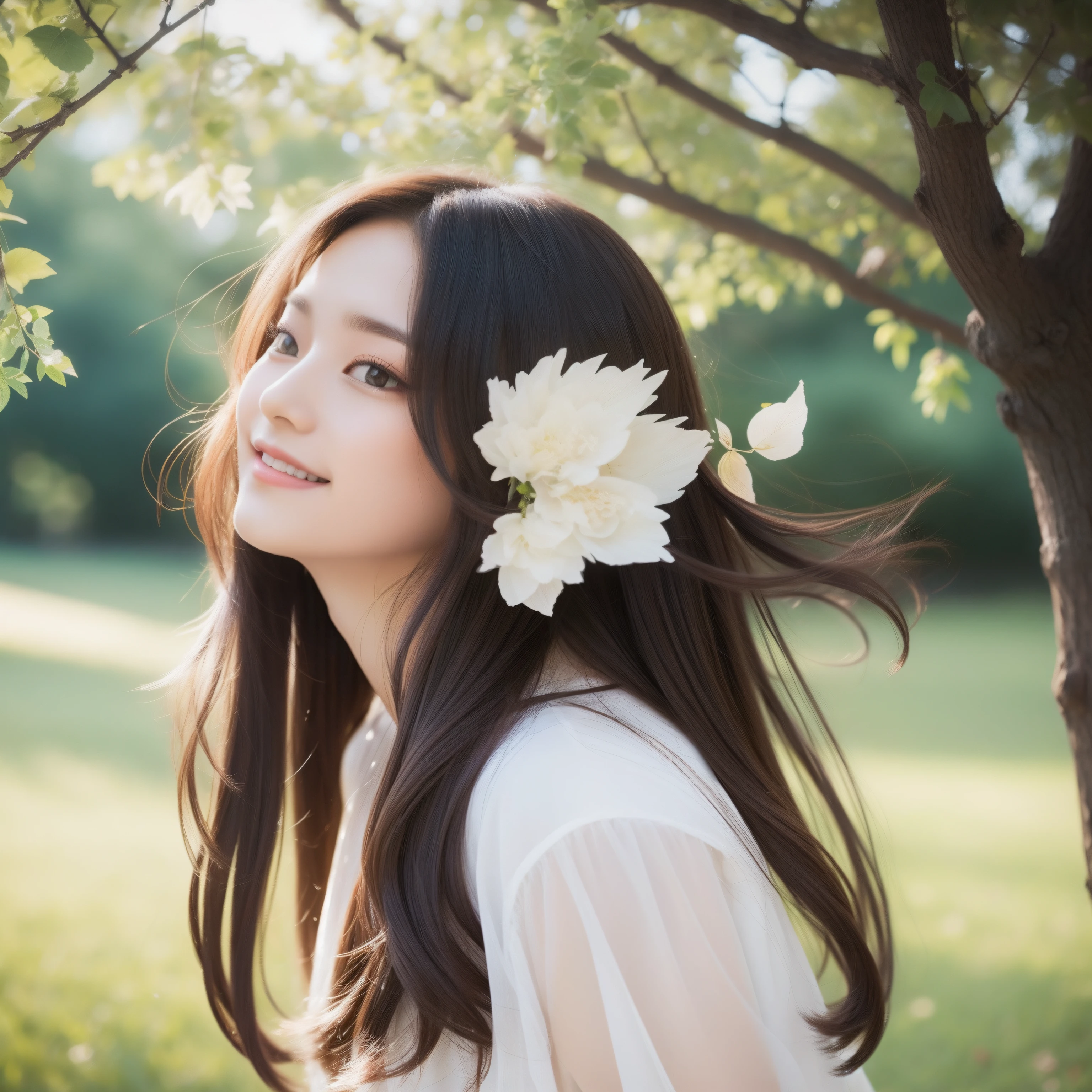 Tree Spirit、Beautiful fece、Beautie、Hair fluttering in the wind、
