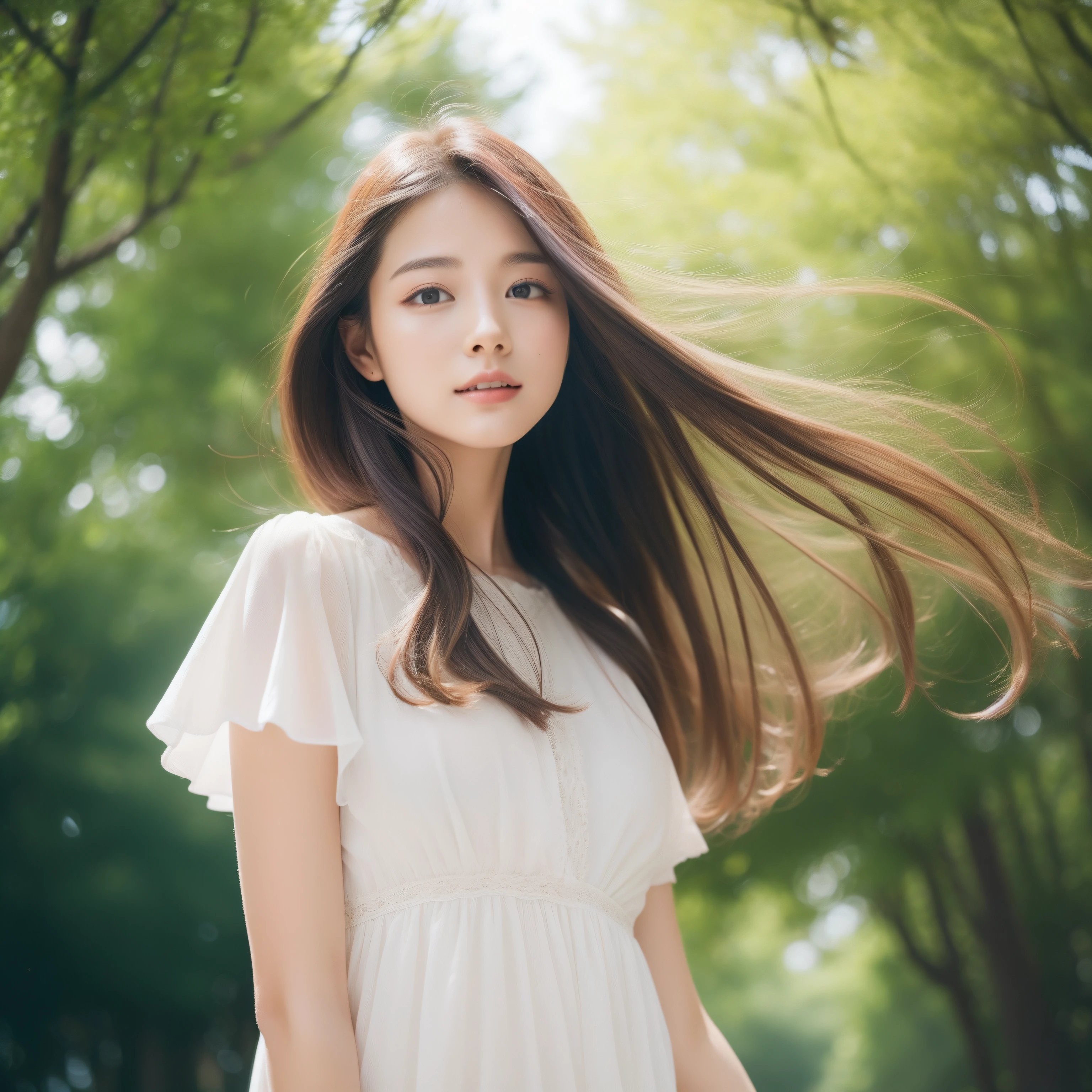 Tree Spirit、Beautiful fece、Beautie、Hair fluttering in the wind、