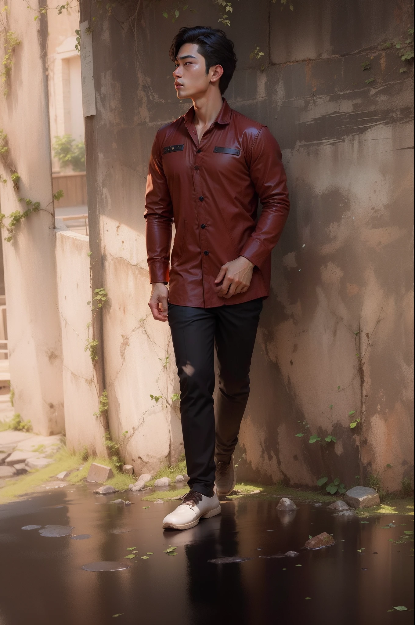 Chang background handsome boy realistic face