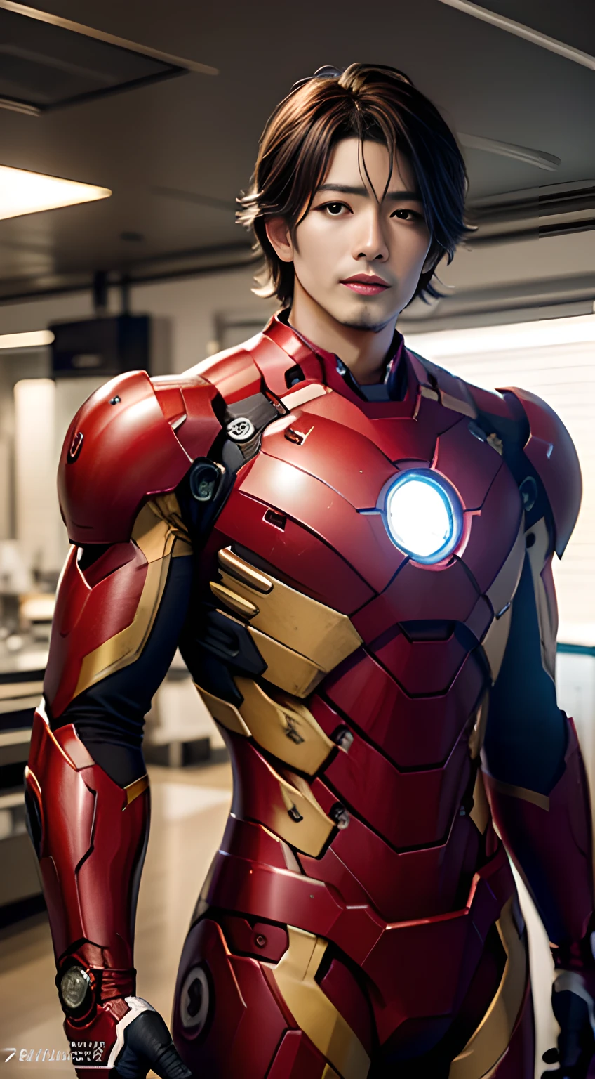 ((Men only)), (cowboy shot), (Handsome muscle man in his 20s), (smile), (IRON MAN), (Takuya Kimura), (detaile: 1 in 1), Natural muscles, HIG quality, beautidful eyes, (Detailed face and eyes), (Face、: 1 / 2), Noise, Real Photographics、... ..................................................................................................................PSD, Sharp Focus, High resolution 8K, realisitic & Professional Photography, 8K UHD, Soft lighting, High quality, Film grain, FujifilmXT3