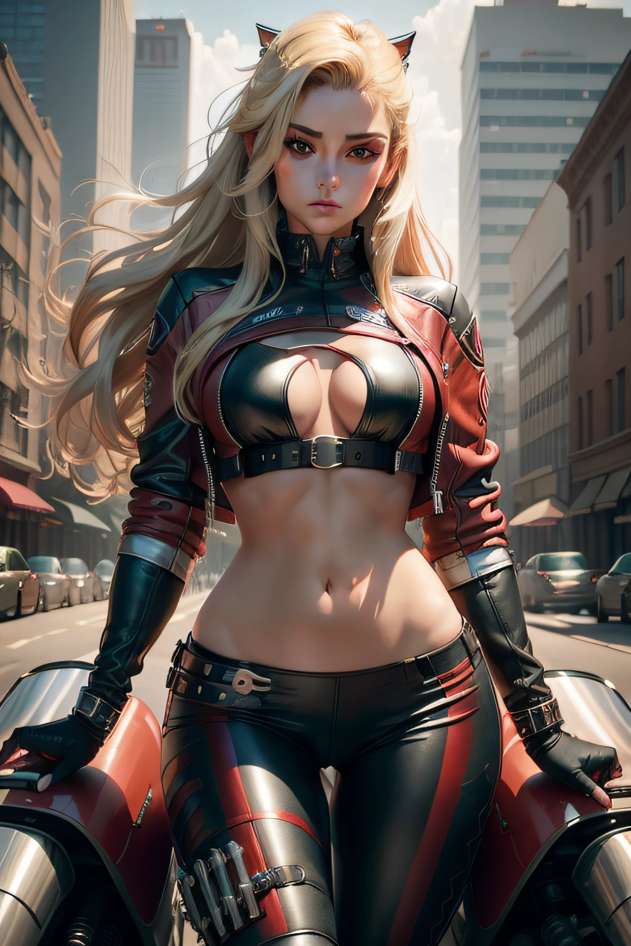 (tmasterpiece,best qualtiy) (full bodyesbian:1.5) sexy beautiful detail eyes highly detailed face blonde realistic face machine motorcycle riding motorcycle retro motorcycle big displacement motorcycle sci-fi cyberpunk
