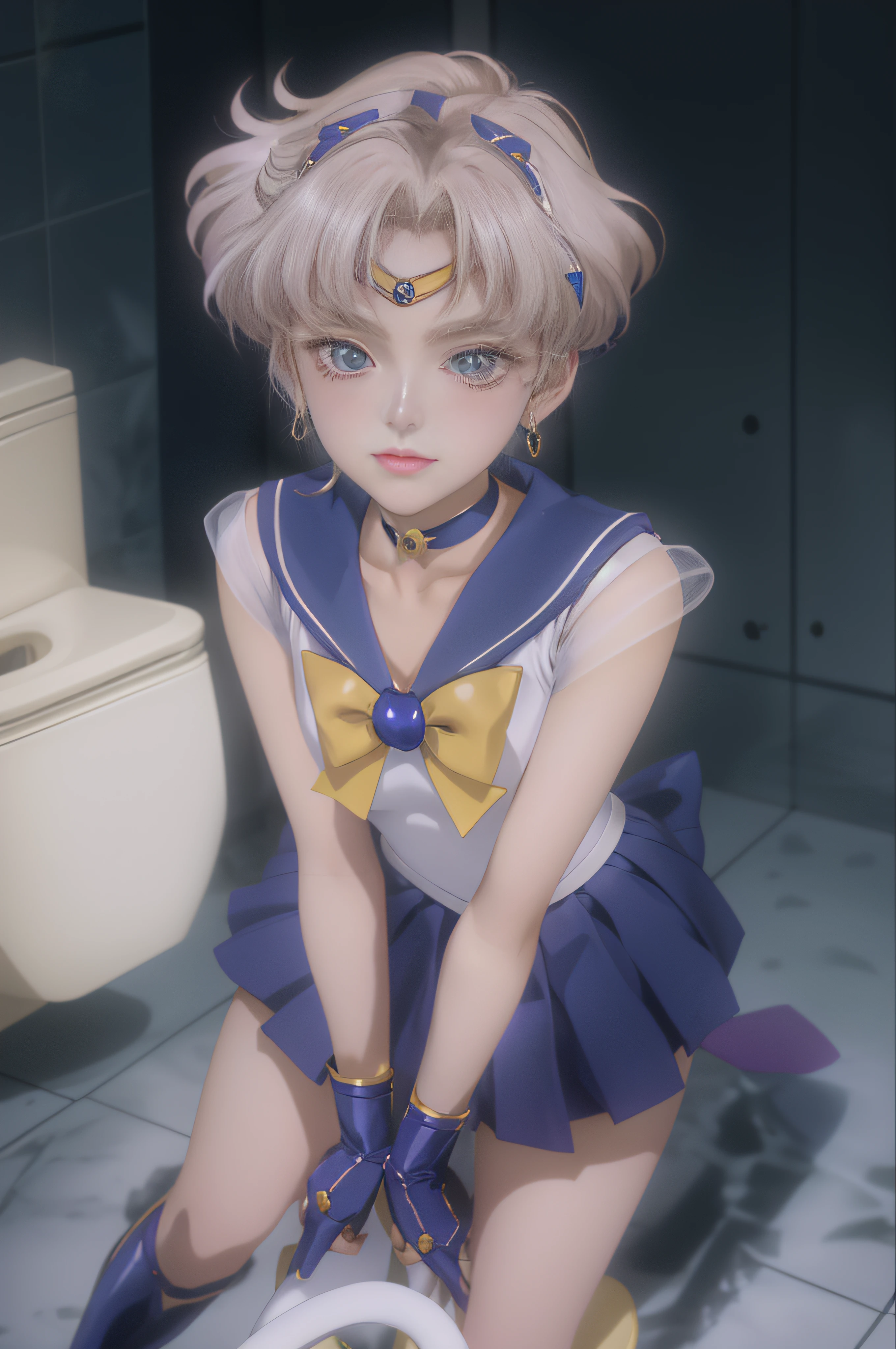 Sailor girl in short skirt and bow tie standing in bathroom, Sailor Moon Style, Portrait of a female anime hero, portrait knights of zodiac girl, today's featured anime still, Official art, knights of zodiac girl, by Sailor Moon, portrait anime space cadet girl, anime still, official anime still, sailor moon aesthetic, Sailor Uniform, official anime artwork