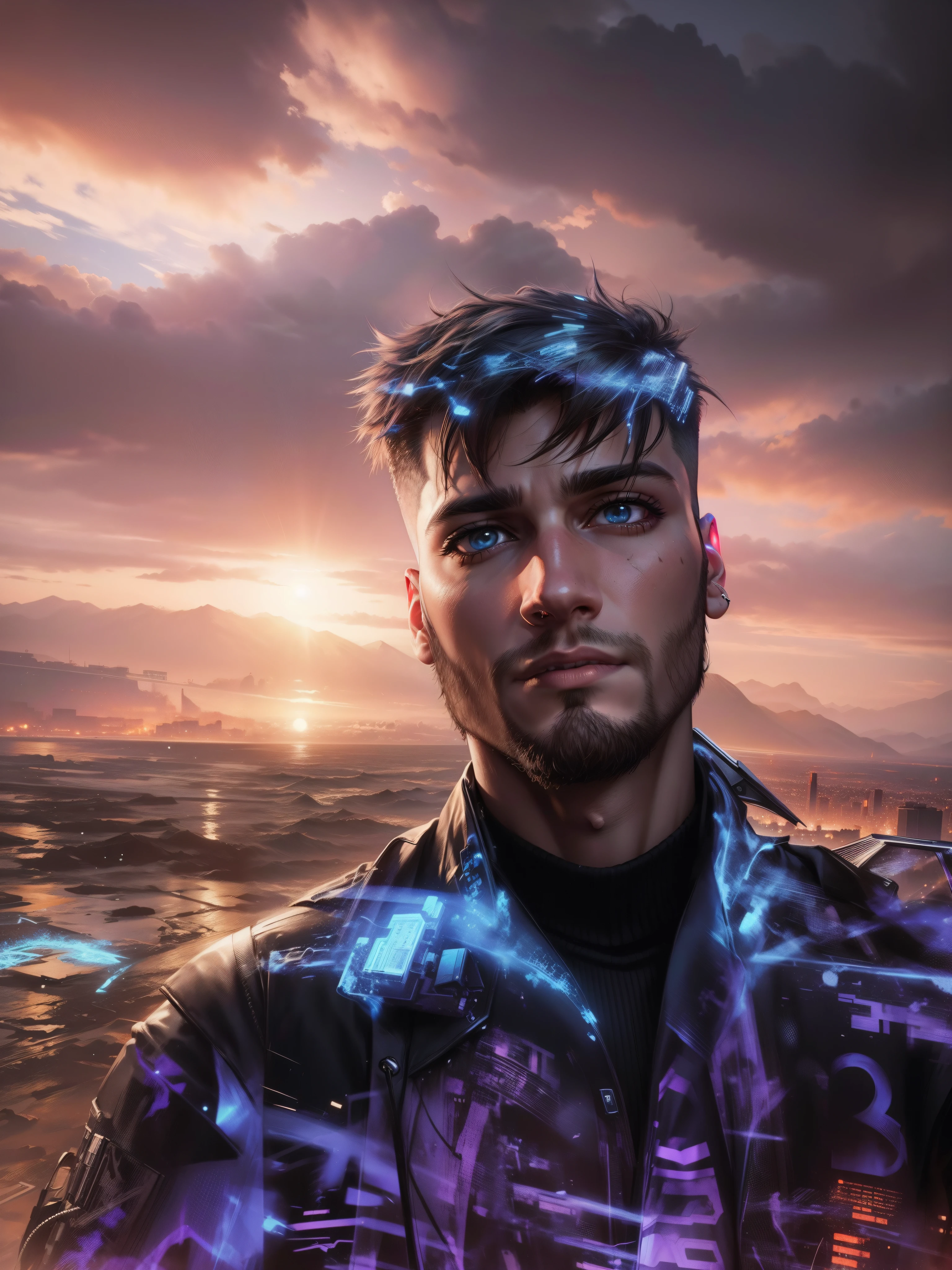 Change background cyberpunk handsome boy, ultra realistic, 4k , realistic face,