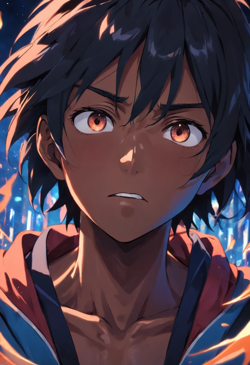 Make a face of a young black man