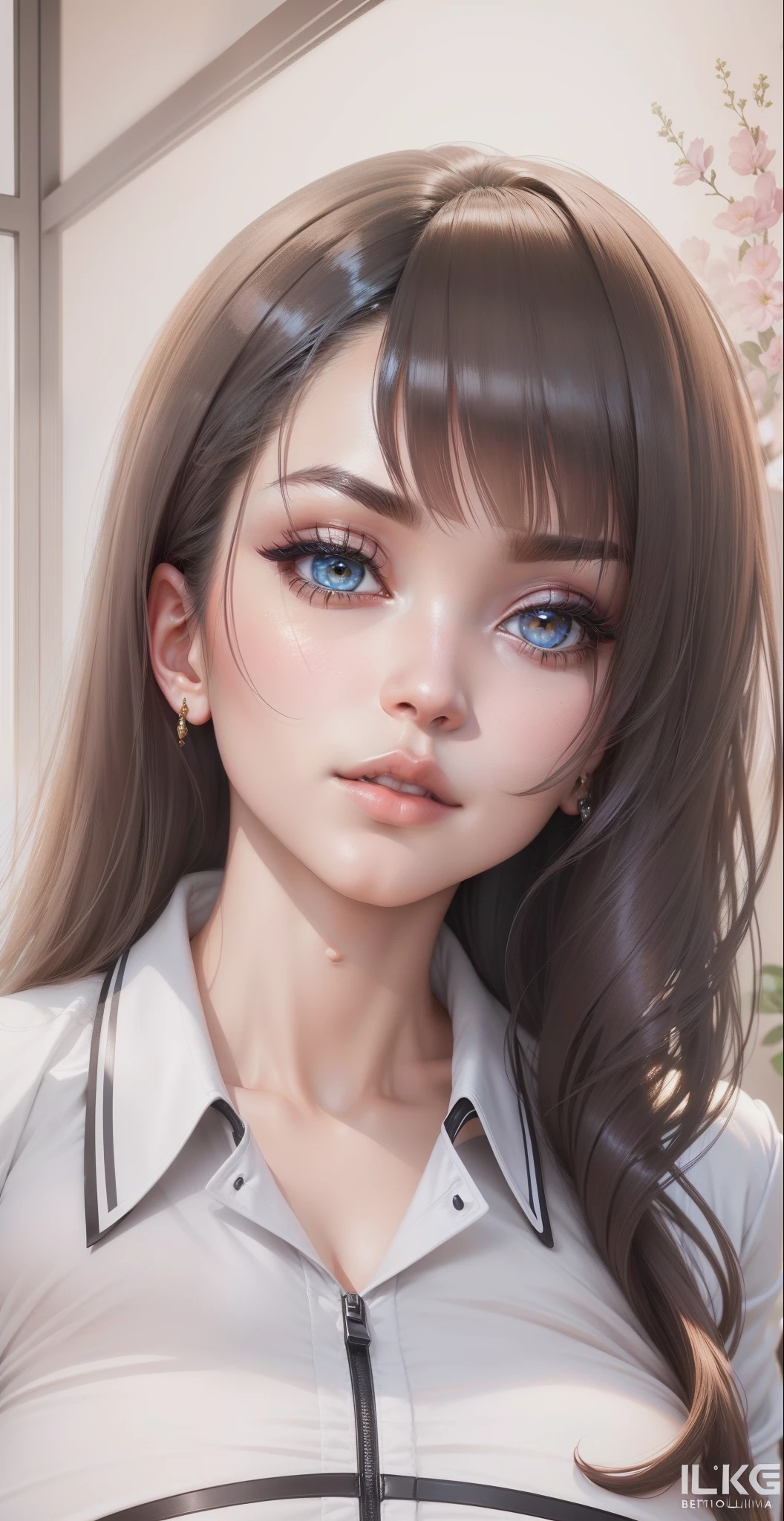 "Beautiful woman with intricate features, captivating gaze, meticulously styled hair, exquisite figure, alluring curves, dynamic background, stunning visual details, lifelike realism, and vibrant 8k resolution."