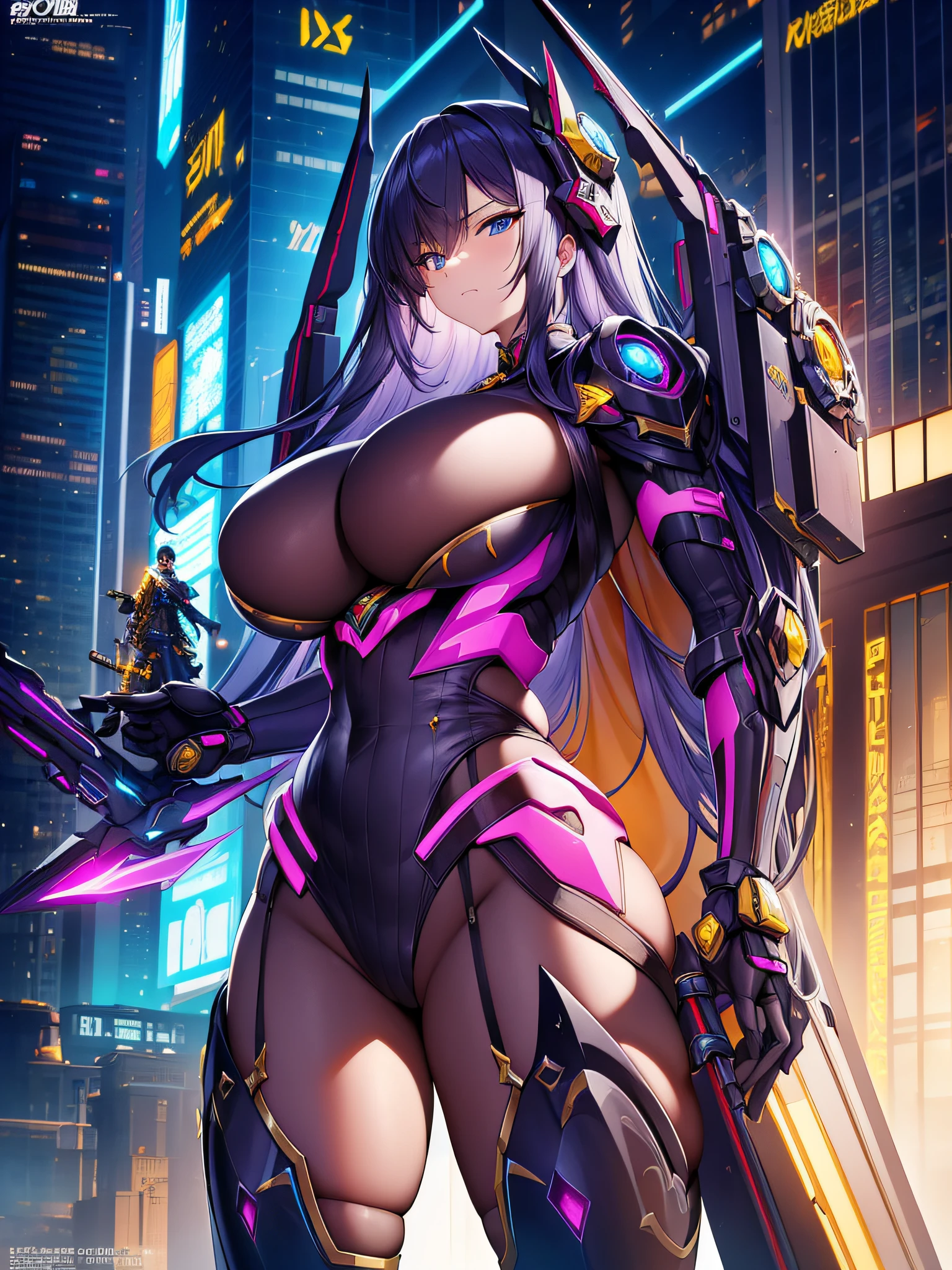 ​masterpiece++、top-quality++、ultra-definition++、ultra-definition++、4K++、8K++、From Side、（Background Focus）++、Woman in sexy clothes、Cast giant spells wrapped in cyberpunk mechanical weapons and city-destroying equipment、Huge chest runes wrapped in cyberpunk mechanical equipment、Huge magic wrapped in cyberpunk mechanical weapons and equipment、Big wrapped in cyberpunk mechanical weapons and equipment flying overhead、A giant magician wrapped in cyberpunk mechanical weapons and equipment、Huge chest goddess wrapped in cyberpunk mechanical weapons and equipment、detailed fantasy art、Fantasy Art Style、Blake giant witch wrapped in beautiful ancient cyberpunk mechanical weapons and equipment、A giant queen wrapped in cyberpunk mechanical weapons and equipment、Fantasy Art Behans、A giant magician wrapped in beautiful cyberpunk mechanical weapon equipment、A giant magician wrapped in beautiful cyberpunk mechanical weapons and equipment、Although wrapped in shiny floating cyberpunk mechanical weapons and equipment、Huge debris overflowing、A huge chest magic circle wrapped in cyberpunk mechanical weapons and equipment、 Huge chest sparks wrapped in dazzling cyberpunk machinery、Huge chest chain wrapped in cyberpunk mechanical equipment、Big wrapped in cyberpunk machinery、Huge chest wrapped in cyberpunk mechanical weapons and equipment、Blake Isekai Beautiful、Huge chest crown wrapped in cyberpunk mechanical equipment、Detailed clothing、Mischievous aura、Bewitching face、Tall body、Mature body、Seductive body、爆乳、detailed beautiful faces、detailed shiny eyes、Detailed skin、full bodyBREAK、detaileds、realisitic、4K highly detailed digital art、octan render、bio luminescent、BREAK8K resolution concept art、真实感、Studio Map、​masterpiece、top-quality、Official art、illustratio、ligne claire、(Cool_Color)、perfect-composition、absurderes、Fantasia、Focused、thirds rule