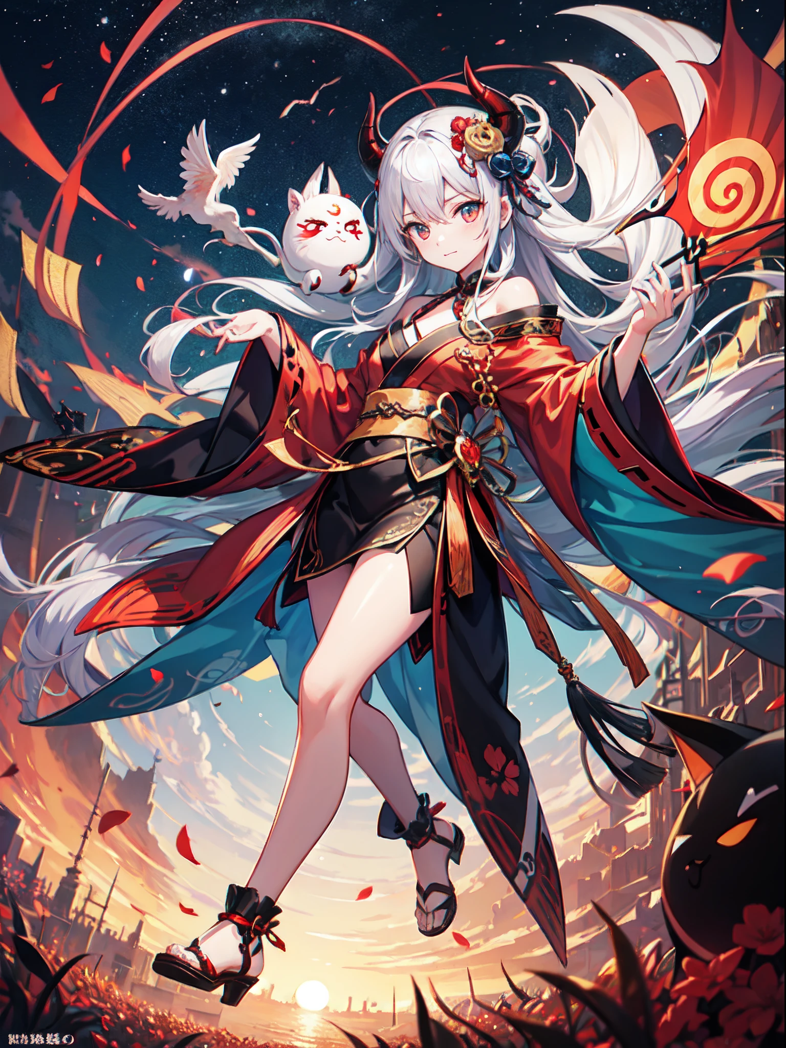 Night parade of hundred demon, parade, demon, youkai, (masterpiece:1.2), (vibrant:1.1), best quality, winning award, High quality, High resolution