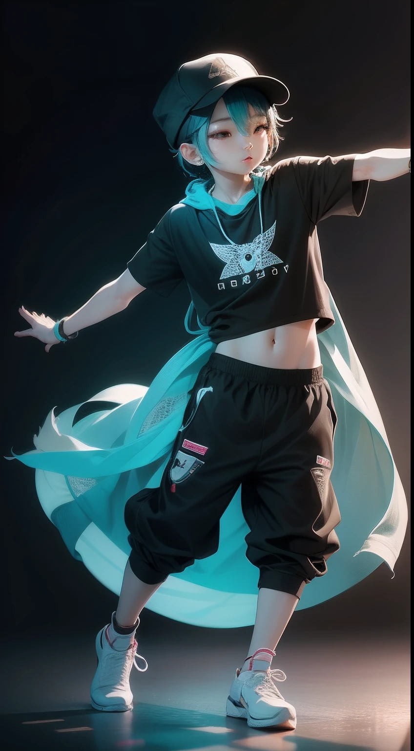 Young K-pop dancer, modern, Minimalist, Black background.