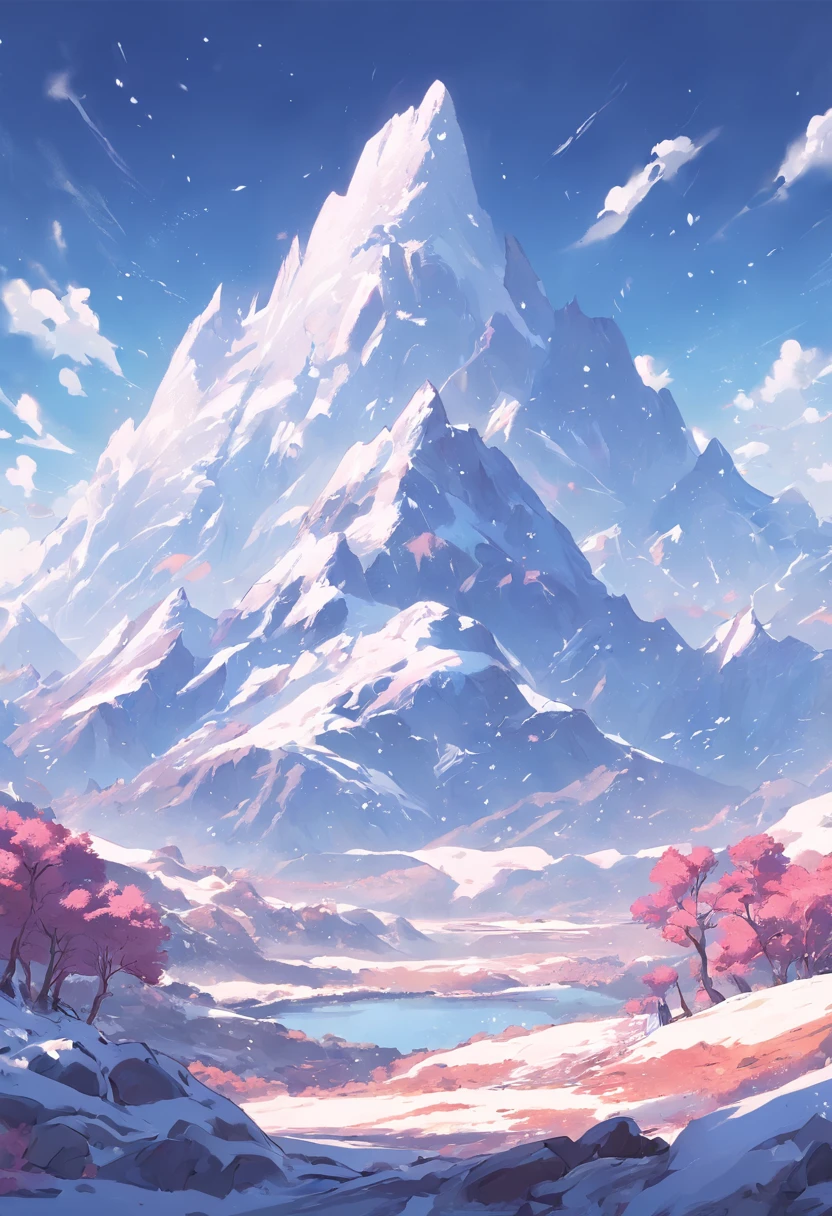 snow mountains，lakes，with blue sky and white clouds，The trees are colorful，digital landscape art, Detailed scenery —width 672, landscape artwork, environment design illustration, scenery art detailed, Desert oasis landscape, concept-art, 4k highly detailed digital art, 4 k digital painting, 4k digital painting, stunning digital illustration, digital painting concept art, Detailed digital painting