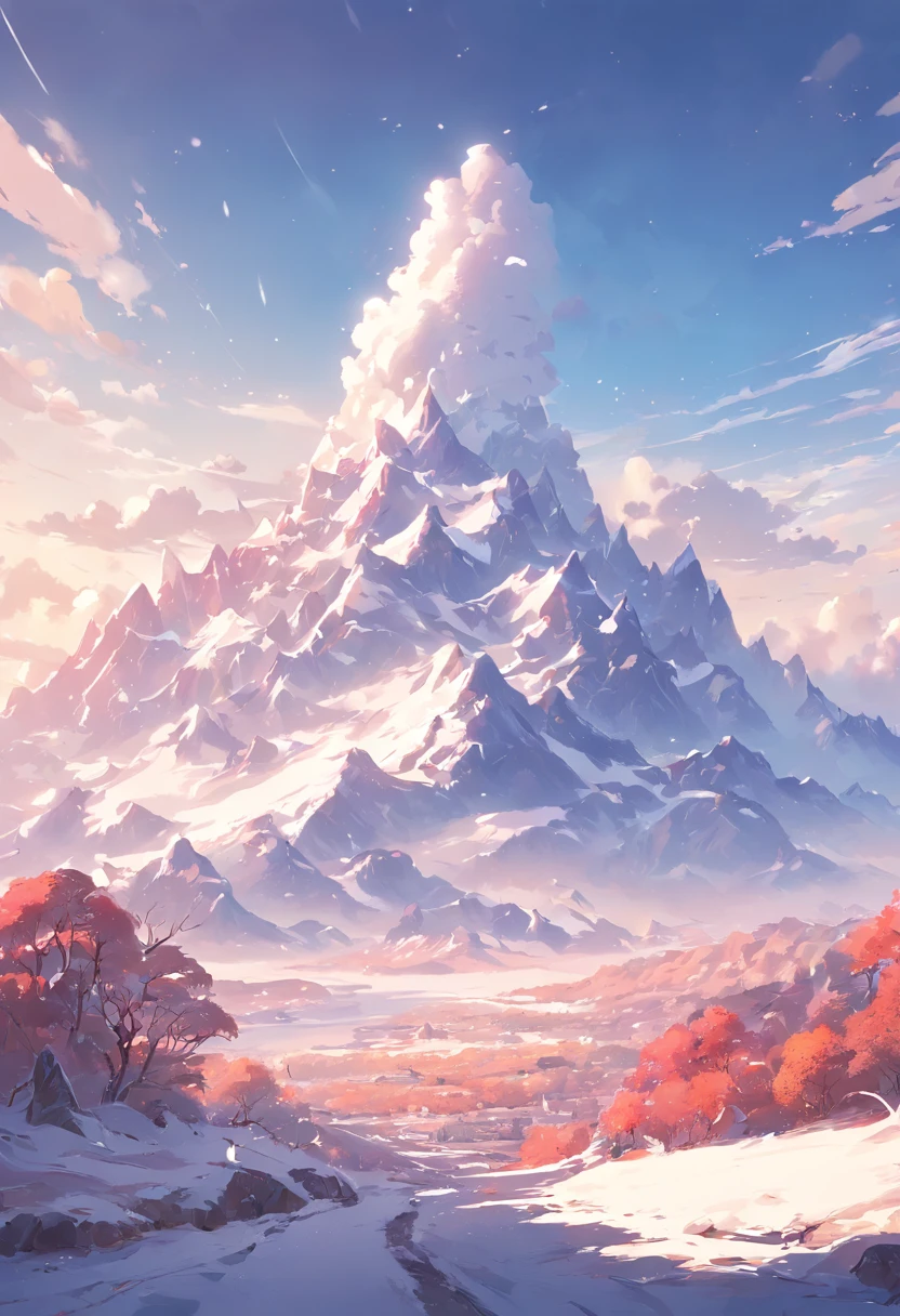 snow mountains,lakes,with blue sky and white clouds,The trees are colorful,digital landscape art, Detailed scenery —width 672, landscape artwork, environment design illustration, scenery art detailed, Desert oasis landscape, concept-art, 4k highly detailed digital art, 4 k digital painting, 4k digital painting, stunning digital illustration, digital painting concept art, Detailed digital painting