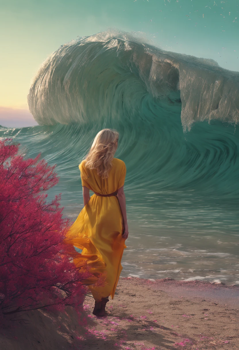 blonde hair, medium hair, Monet, jpeg artifacts, border, first-person view, UHD, super detail