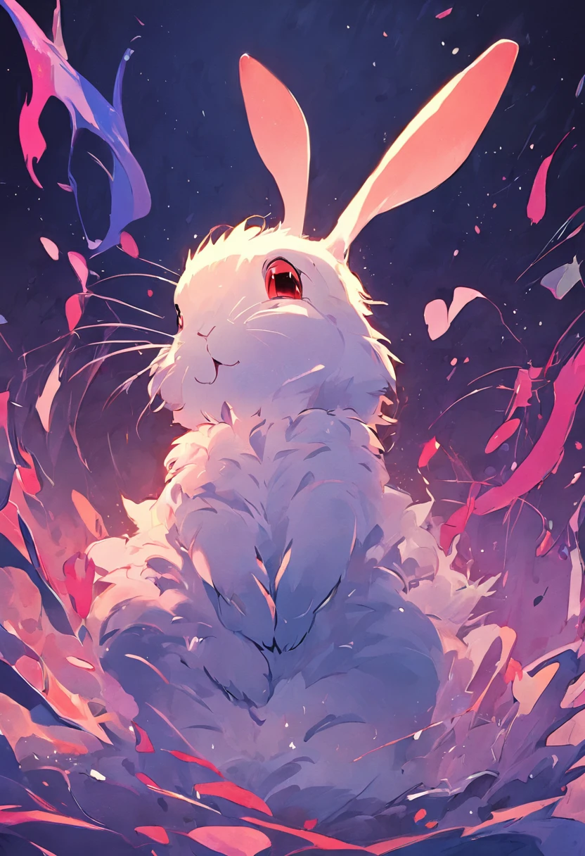 a white rabbit with a small nose and a red scarf, white rabbit, rabbit_bunny, rabbit, the white rabbit, rabbt_character, electrixbunny, cute adorable bunny, anthropomorphic rabbit, bunnypunk, bunny, illustrated rabbit, girly bunny, a hopeful rabbit, by Maki Haku, lagus the thief bunny