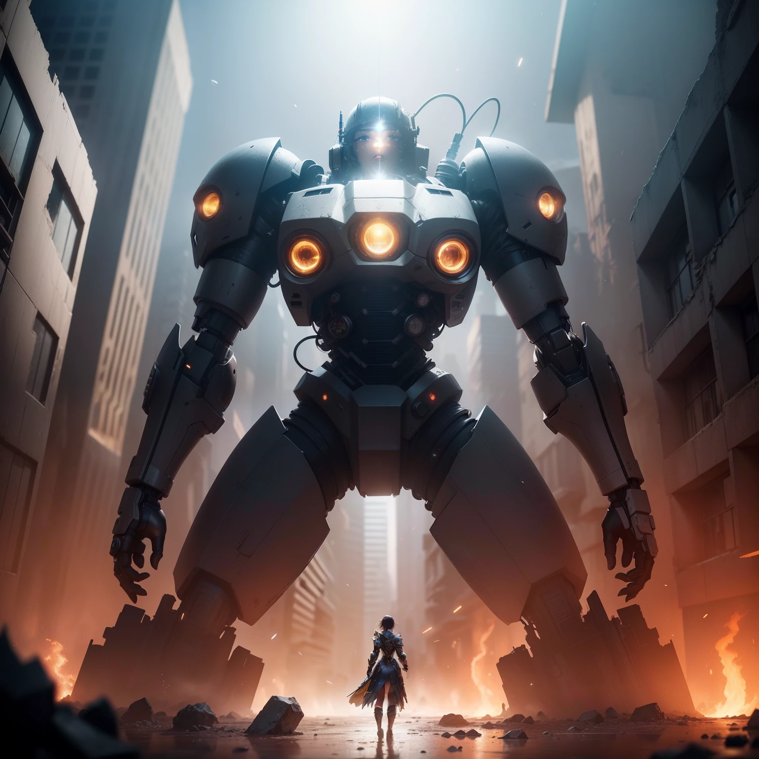 ((beste-Qualit)), ((master-piece)), (high-detail:1.3), 3D, Shitu-mecha, A beautiful cyberpunk woman with her mechanics in the ruins of a city from a forgotten war., ancient technology, HDR (High Dynamic Range), Ray Tracing, NVIDIA RTX, Super-Resolution, Unreal 5, Subsurface scattering, PBR Texturing, Post-processing, Anisotropic Filtering, Depth-of-field, Maximum clarity and clarity, Multilayer textures, Albedo and Specgular Maps, surface shading, Accurate simulation of interactions between optical materials, perfect proportion, Octane Rendering, Two-tone lighting, low ISO, White Balance, rule of thirds, Wide aperature, 8K RAW, efficient sub-pixels, Sub-pixel distortion, glowing particles, light scattering, Tyndallknight effect