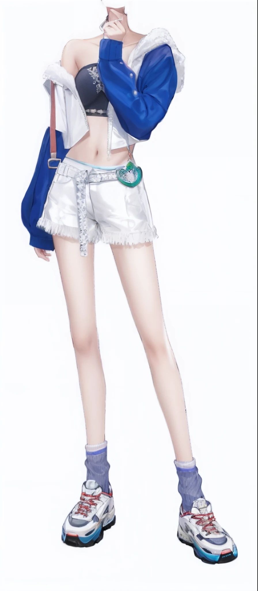 Pubic area is clear，filigree，short white pants