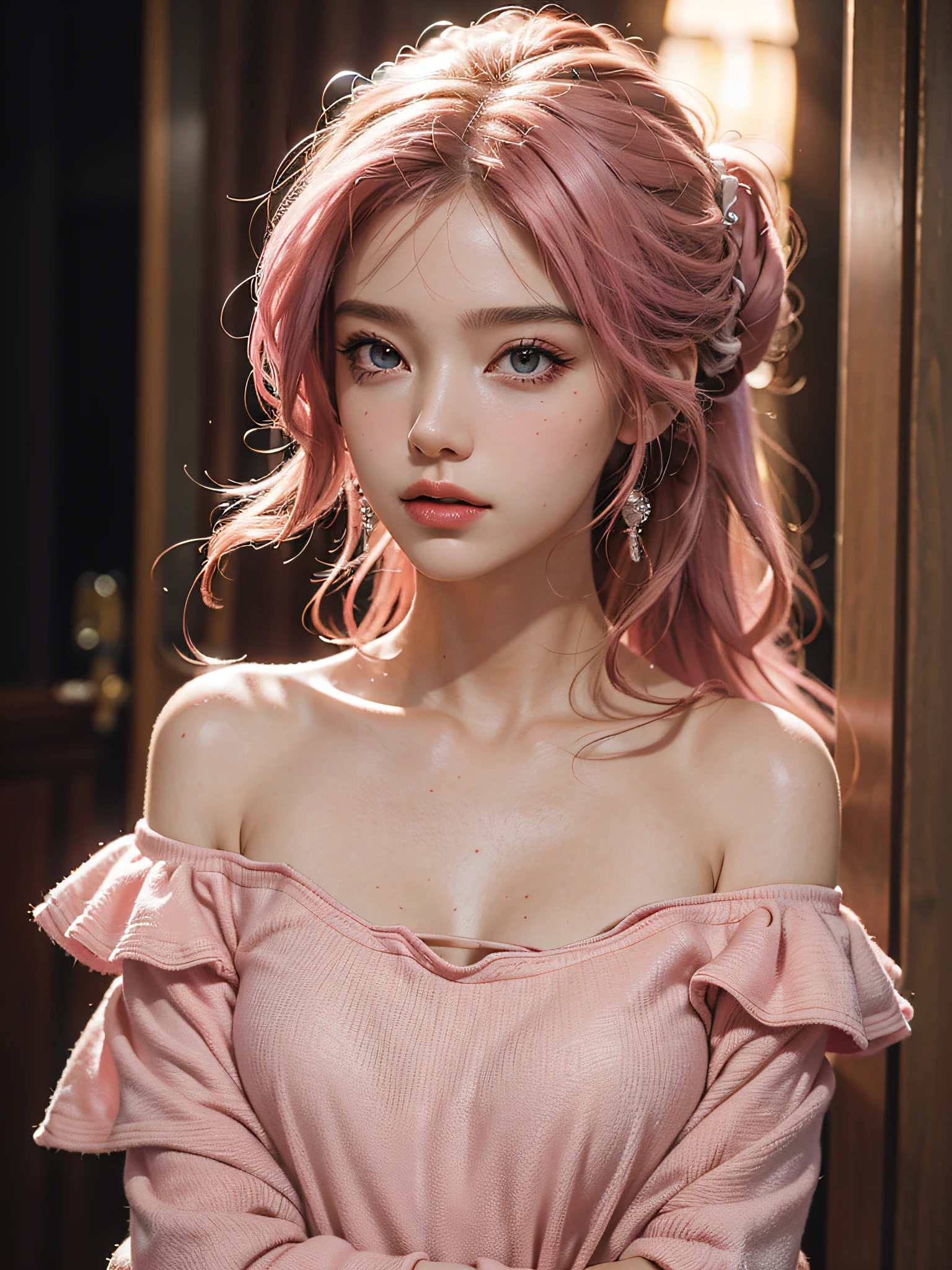 ((masterpiece)), best quality, perfect anatomy, (1girl, solo focus:1.8), e-girl, pov, looking at viewer, small breast, looking down, camera from flor level, analogue photography of ahegao, sexy girl, perfect face, pastel pink neon lights, flat lighting, (soft saturation:1.2), saliva drooling, wet , pink sexy bra, cum drooling, cum on clothes, cum on breast, drops of cum on breast, small breast, cum on body
