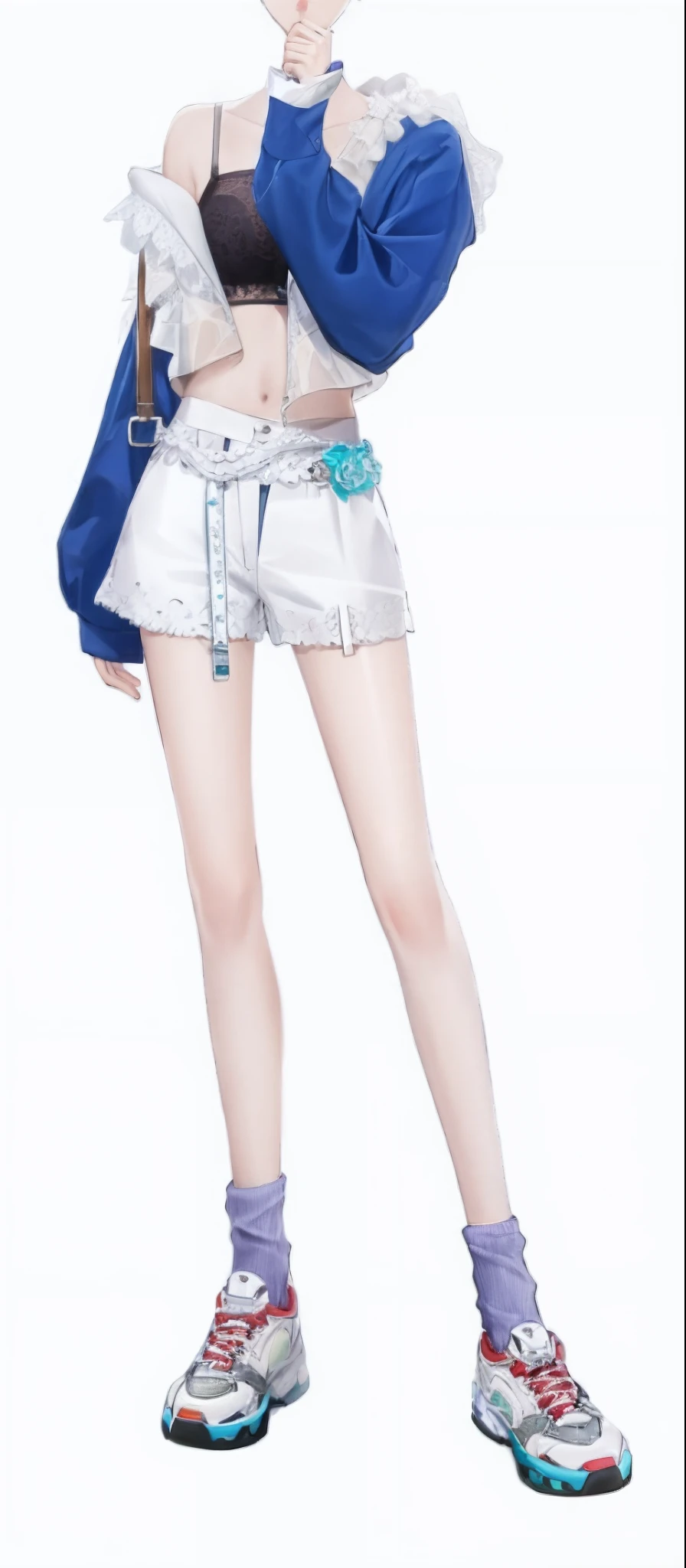 Pubic area is clear,filigree,short white pants