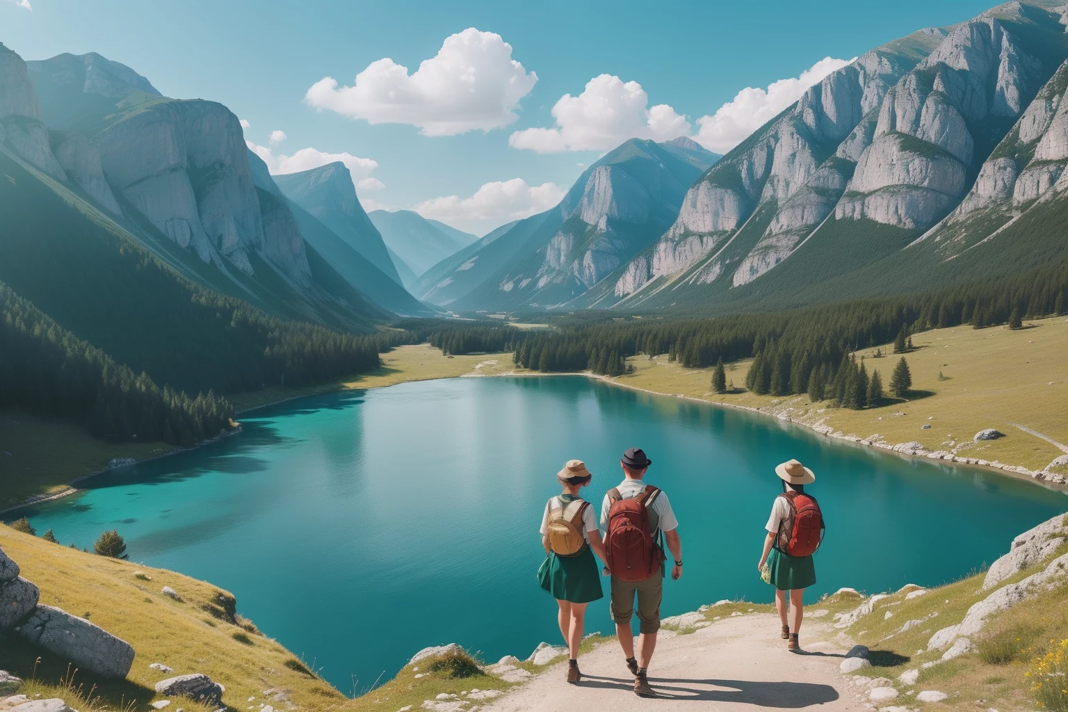 Year: 2021
Country: Montenegro
Description: Nestled within the rugged landscape, a couple in their mid-thirties enjoys a hike in Durmitor National Park. They stop to admire the view of the Tara River Canyon, its emerald waters a striking contrast to the rocky terrain. The serene scene is bathed in gentle daylight, evoking a Wes Anderson-esque atmosphere.