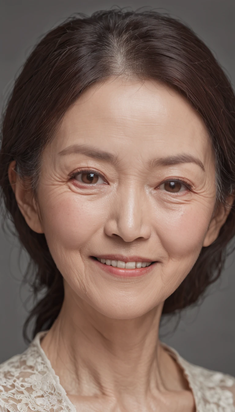 A Chinese intellectual and beautiful middle-aged woman, around 50 years old, slightly plump, Wangfu shaped, tall, round and plump, with a happy smile, the highest image quality, ultra-high definition, ultra-high resolution, top image quality, perfect details, lifelike perfection, masterpiece, exquisite, master work, a mature and beautiful woman, oval face, brown hair and curly hair, big eyes, long eyelashes, dimples, wrinkles on the face, middle-aged and elderly feeling, mature appearance, virtuous wife and mother, Dynamic angle, full body photo, standing, at home, wearing a blue dress