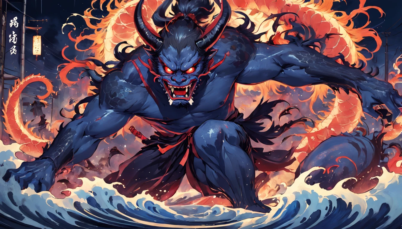 ((masterpiece)),best quality, ((illustration)),original, extremely detailed wallpaper, (sketch),((wash painting)),((ink splashing)),((((dyeing)))),((Japanese painting)), Hyakki Yagyō, Night Parade of One Hundred Demons, oni, yokai, Japanese scene, multiple Japanese supernatural creature