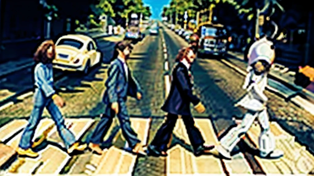 4 robots crossing abbey road