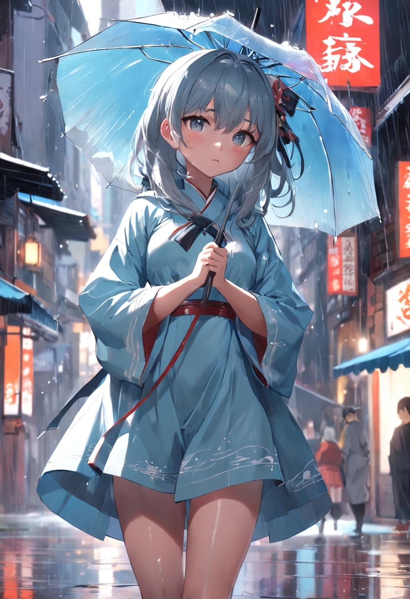 Rain protection at the eaves，Don't have an umbrella，an anime girl, guweiz on pixiv artstation, Trending on ArtStation pixiv, guweiz on artstation pixiv, anime style 4 k, Cute anime waifu in a nice dress, from arknights, Anime art wallpaper 8k, kawacy, palatial palace ， a girl in hanfu