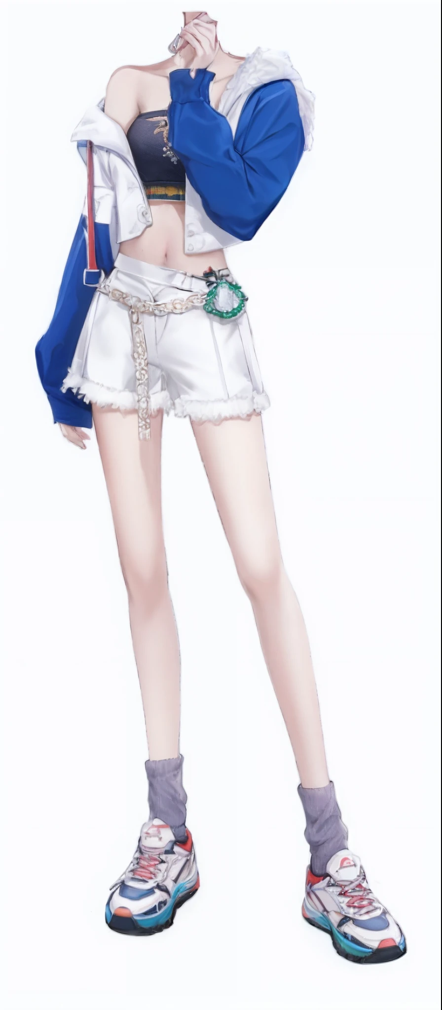 Pubic area is clear，filigree，short white pants