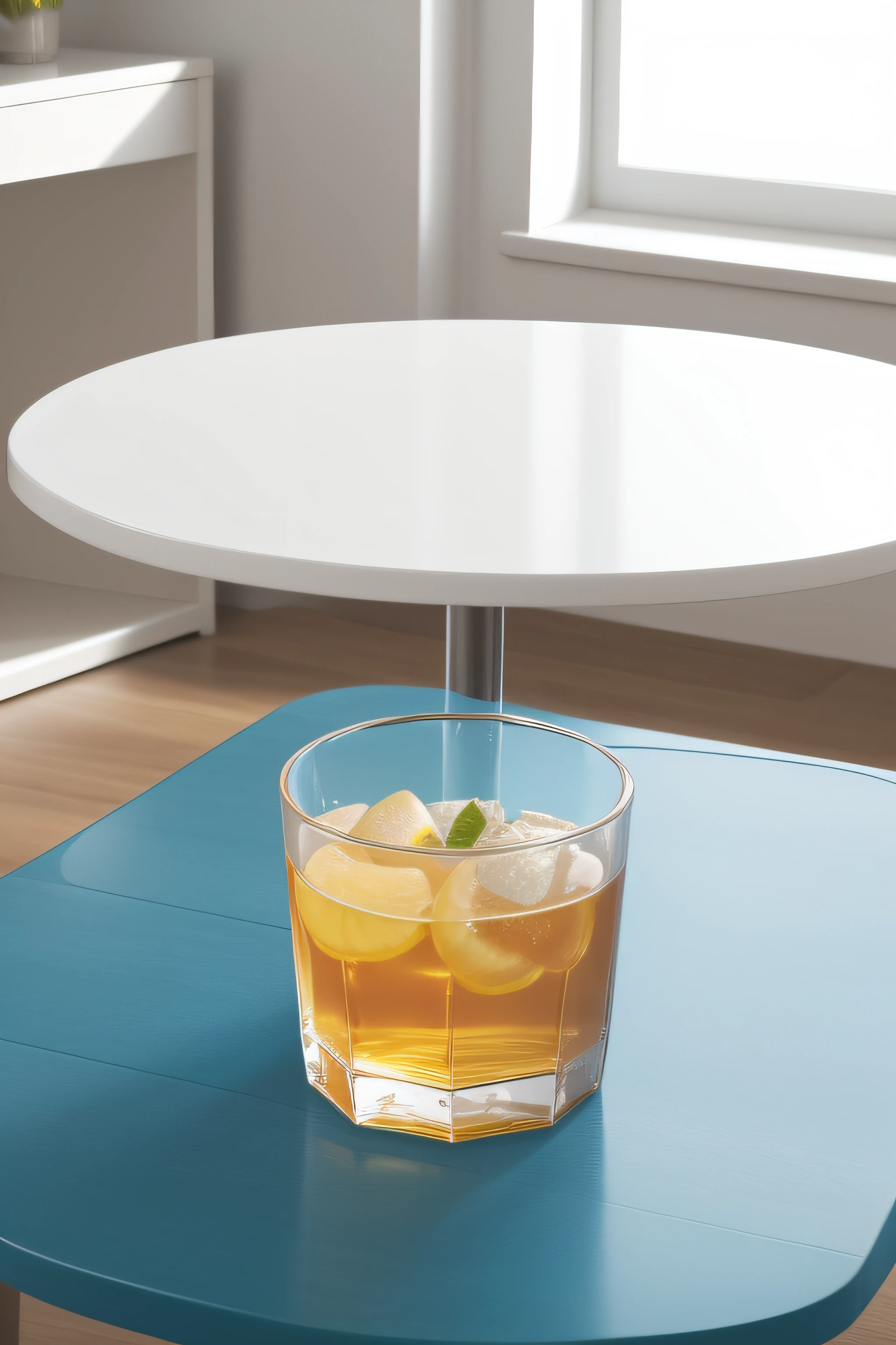 Place the product image on the table next to the cup containing the effervescent tablets
