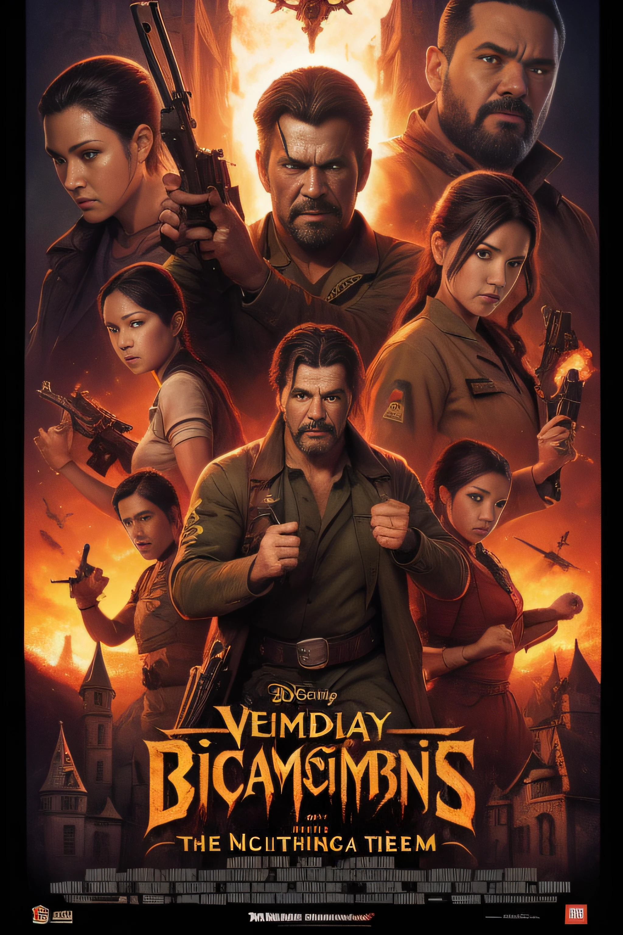 The epic Drew Struzan-style movie poster follows a notorious scientist conducting gruesome experiments in an isolated castle, Create a bunch of cannibalistic abominations, A team of commandos was sent to end his reign of terror.