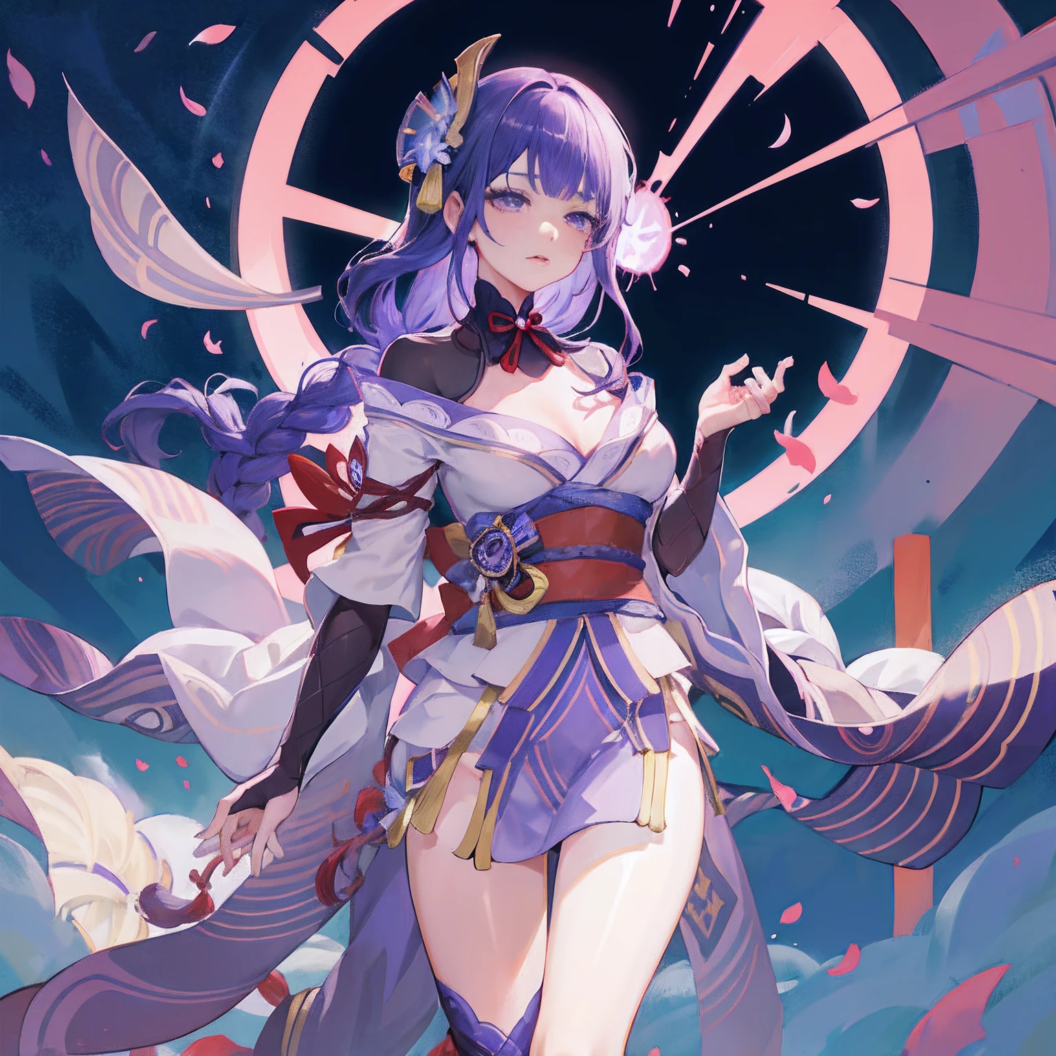 Girl with a smooth and dynamic figure with a fox tail, wearing a loose and flowing white dress, mysterious expression, Sudaji, flowing black pink hair, bold and colorful abstract art in a modern and abstract environment, blurred background, bright lights, official art, Unity 8k wallpaper, (zentangle, mandala, tangled, tangled), complex clothes, midstyle (whole body, from all directions, masterpiece, top quality, best quality, official art, Beauty and aesthetics: 1.2), very detailed, (fractal art: 1.1), (color: 1.1) (flowers: 1.3), highest detail, (zentangle: 1.2), (dynamic pose), (abstract background: 1.3), (shiny skin), (multiple colors: 1.4), (feathers: 1.5), dynamic angles, the most beautiful chaotic forms, elegance, fauvist design, bright colors, romanticism,