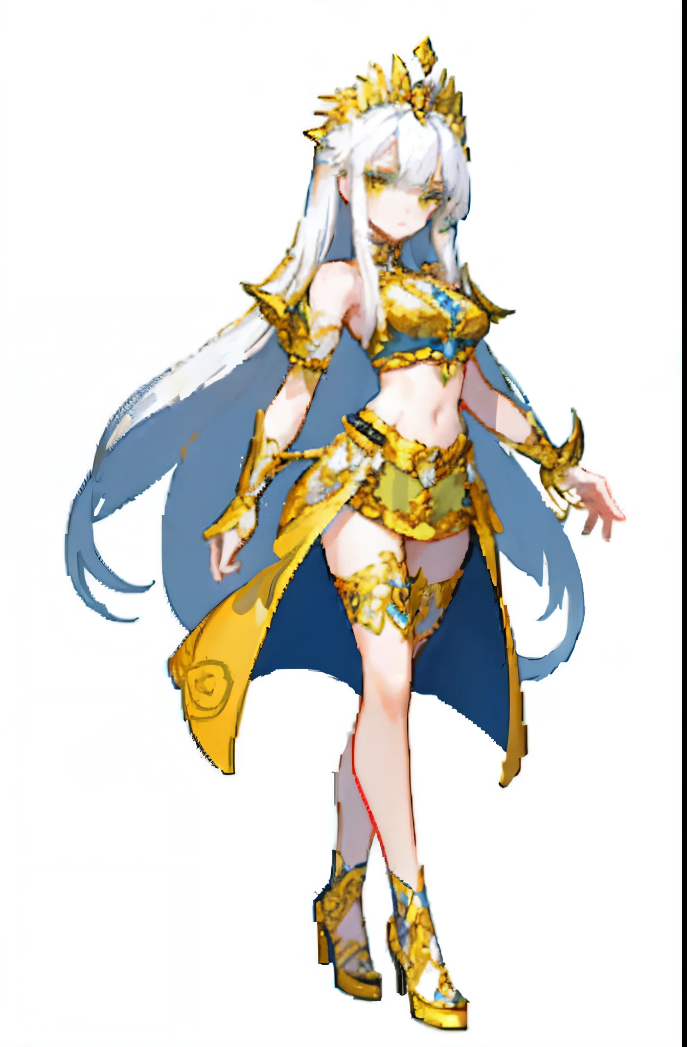 long  white hair，Yellow eyes，Superskirt，Long hair，ellegance ，opulent，slim，Tall（Amazing goddess）Ultra-clear 8K